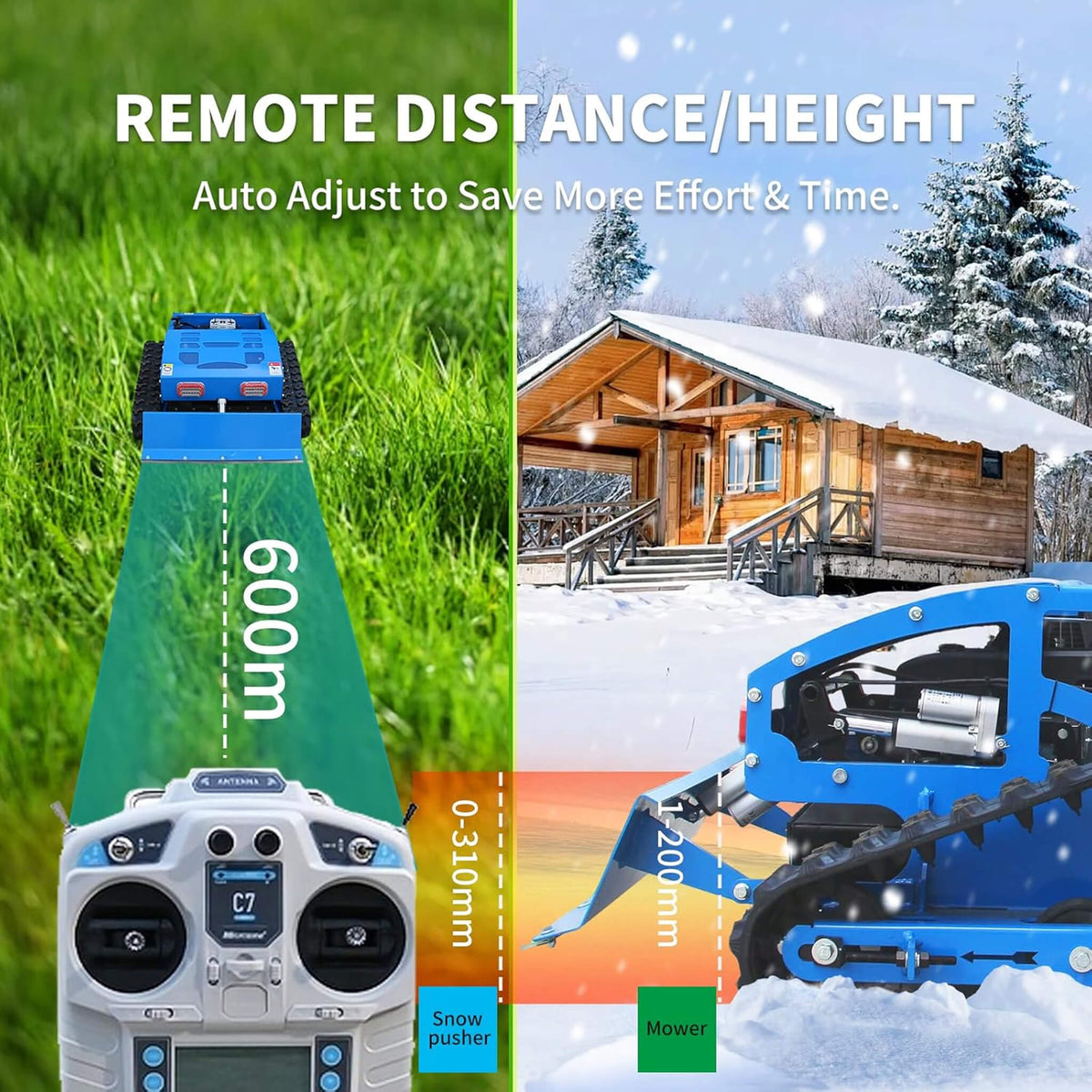 Heavy-Duty 21-Inch 9HP Commercial Remote-Controlled Robotic Lawn Mower With Tracks And Plow