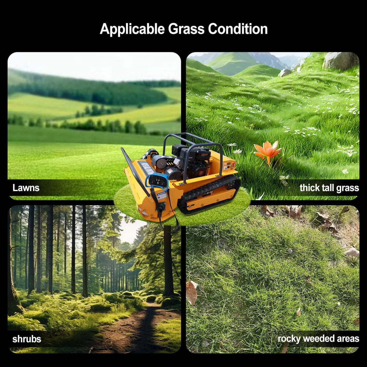 Heavy-Duty 459CC Commercial Remote-Controlled Hybrid Mower