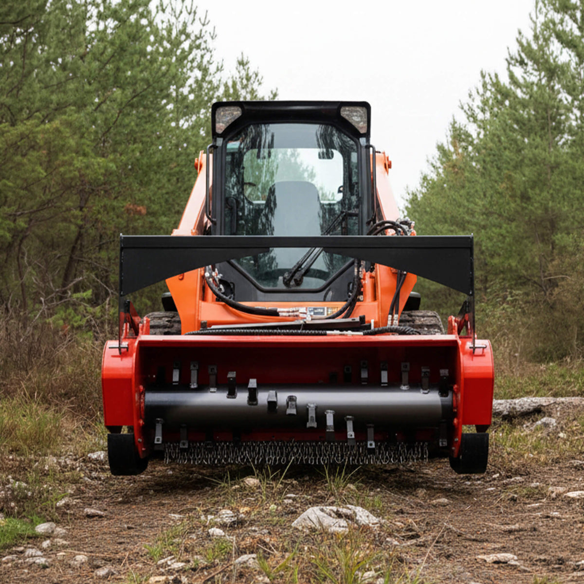 Heavy-Duty 46-Inch Drum Forestry Skid Steer Mulcher Attachment