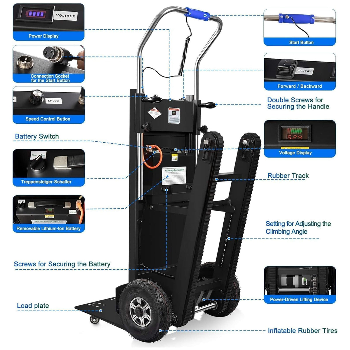 Heavy-Duty 900LBS Electric Motorized Stair Climbing Dolly