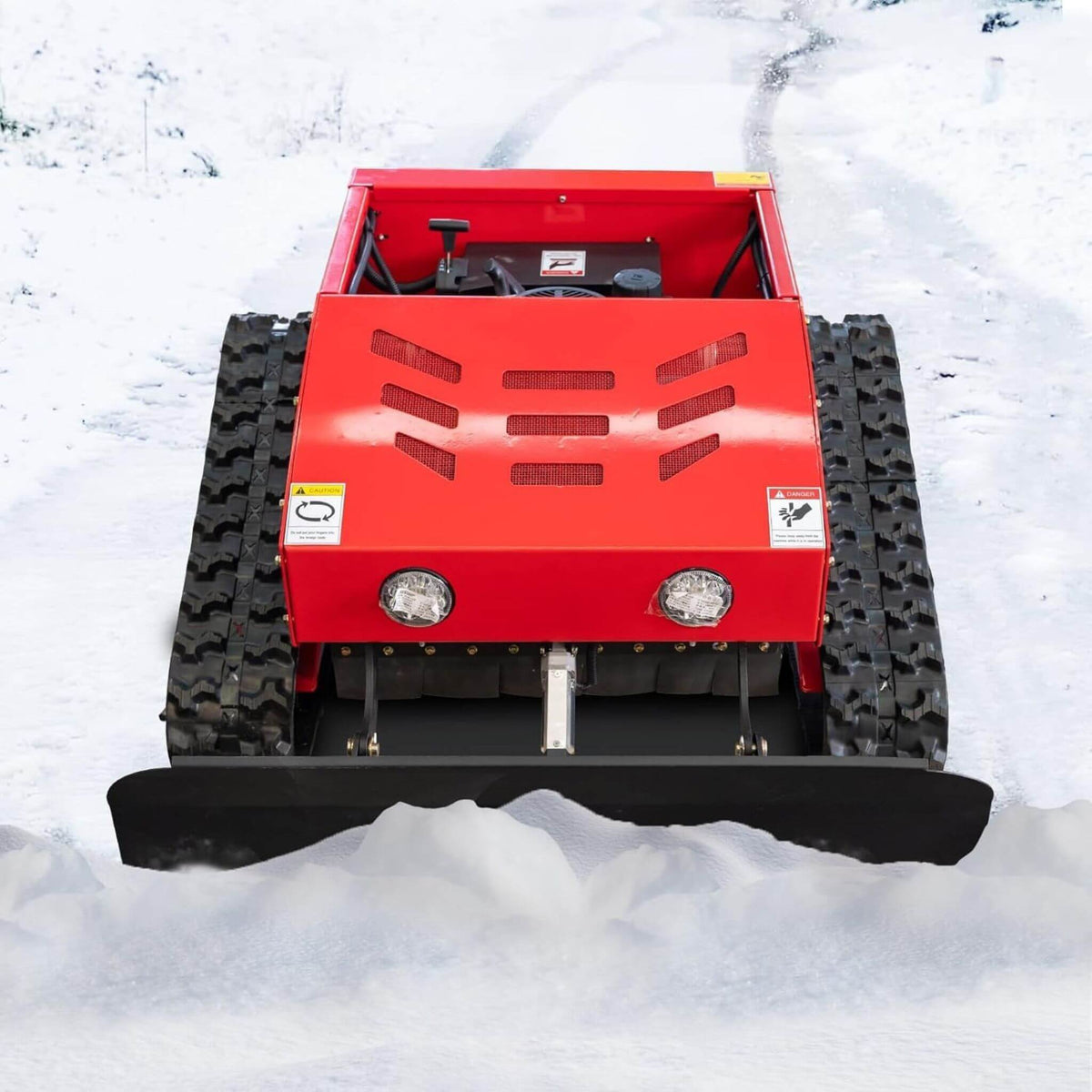 Heavy-Duty 9HP Commercial Remote-Controlled Oil-Electric Hybrid Track Drive With Plow
