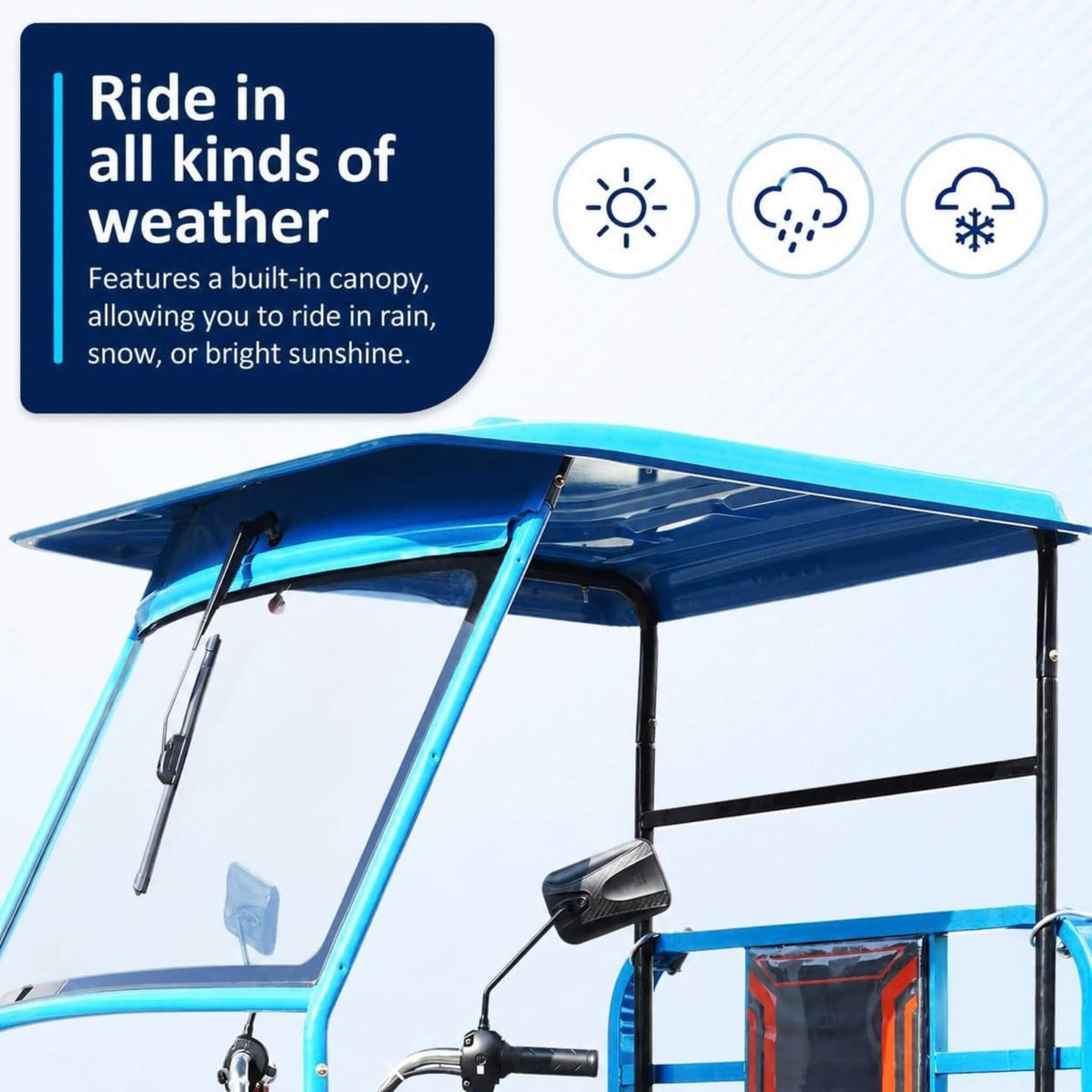 Heavy-Duty 1000W Electric Cargo Tricycle With Canopy