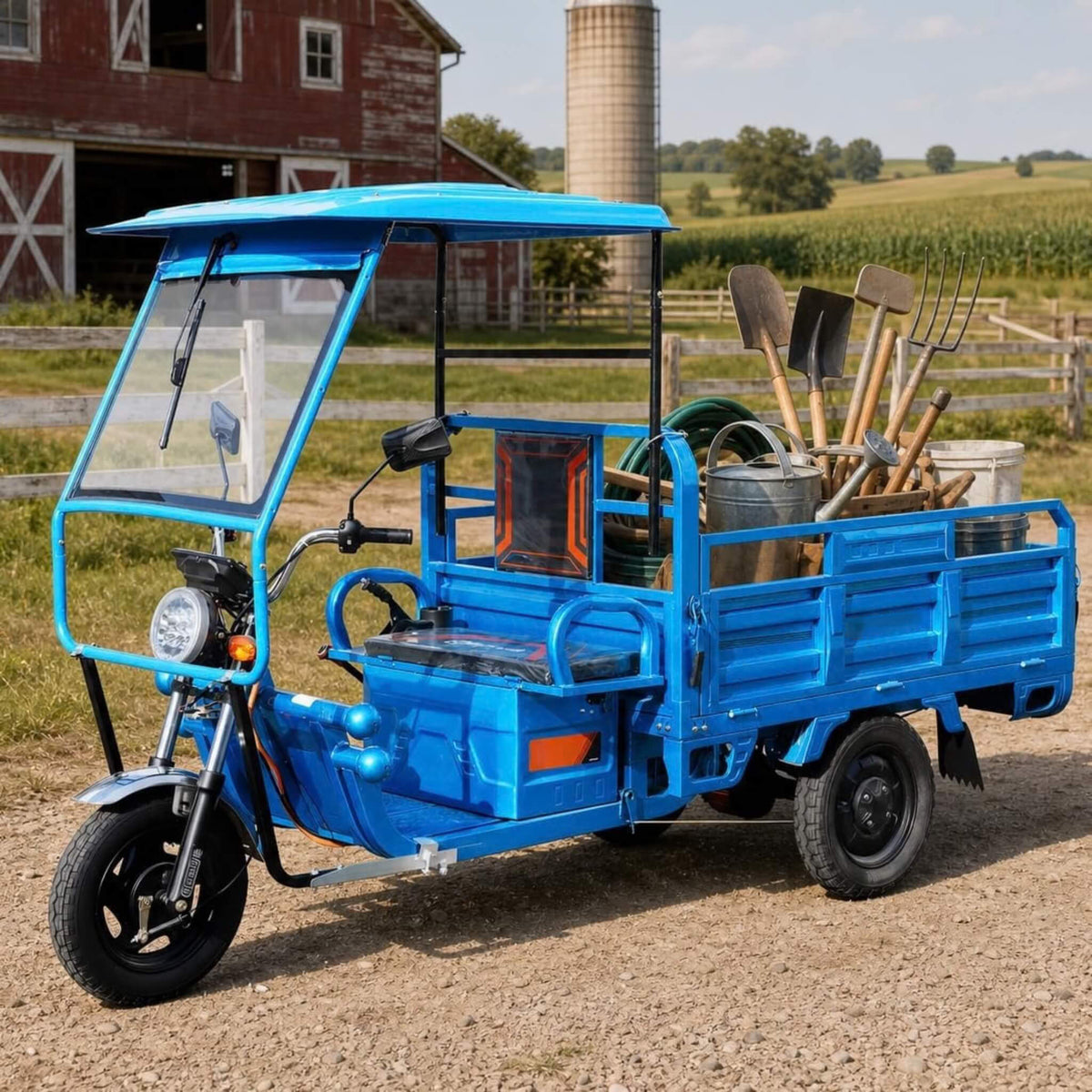 Heavy-Duty 1000W Electric Cargo Tricycle With Canopy