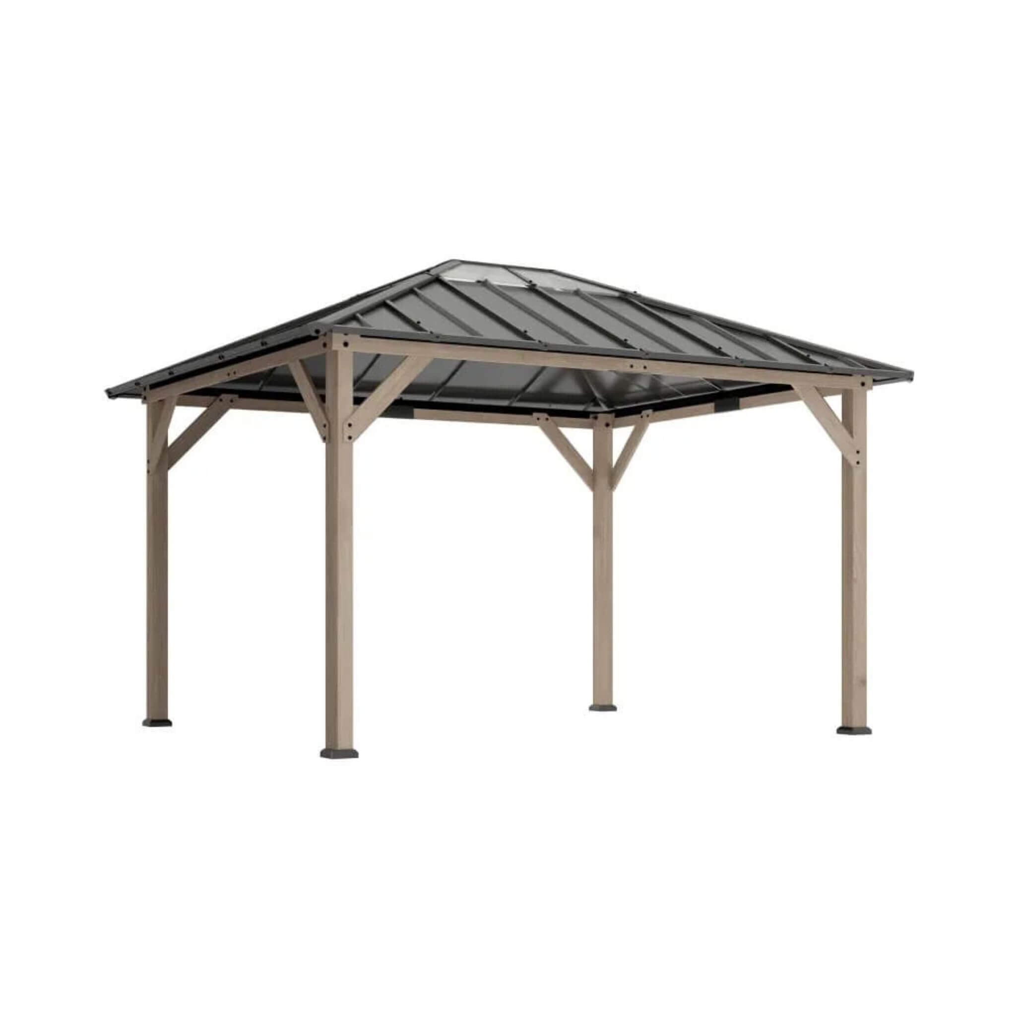 Alora Heavy-Duty Fir Wood Hardtop Gazebo With Galvanized Steel Roof And Ceiling Hooks [08X10]