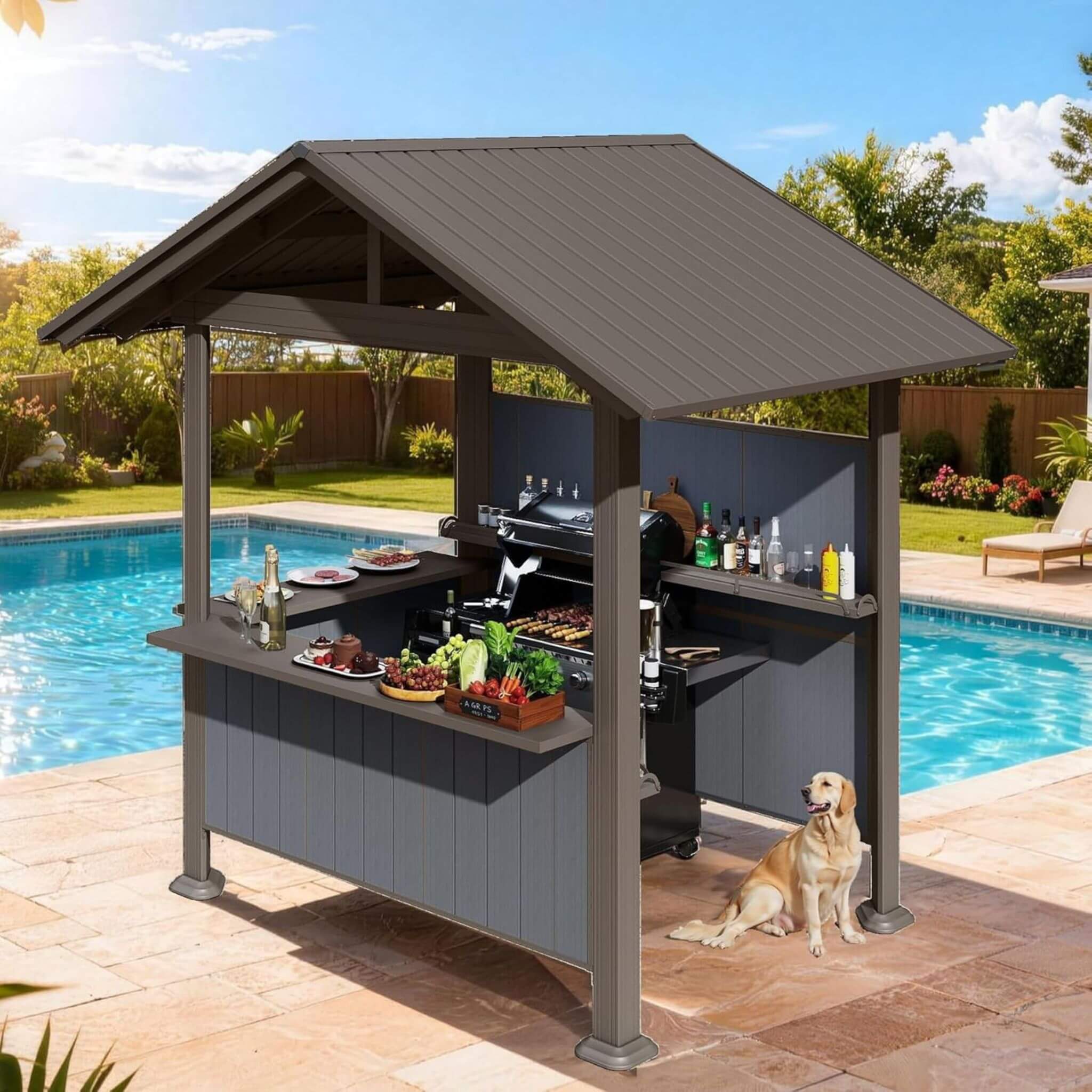 [06X09FT] Alora Heavy-Duty Gable Roof Hardtop Grill Gazebo (SAK49731)