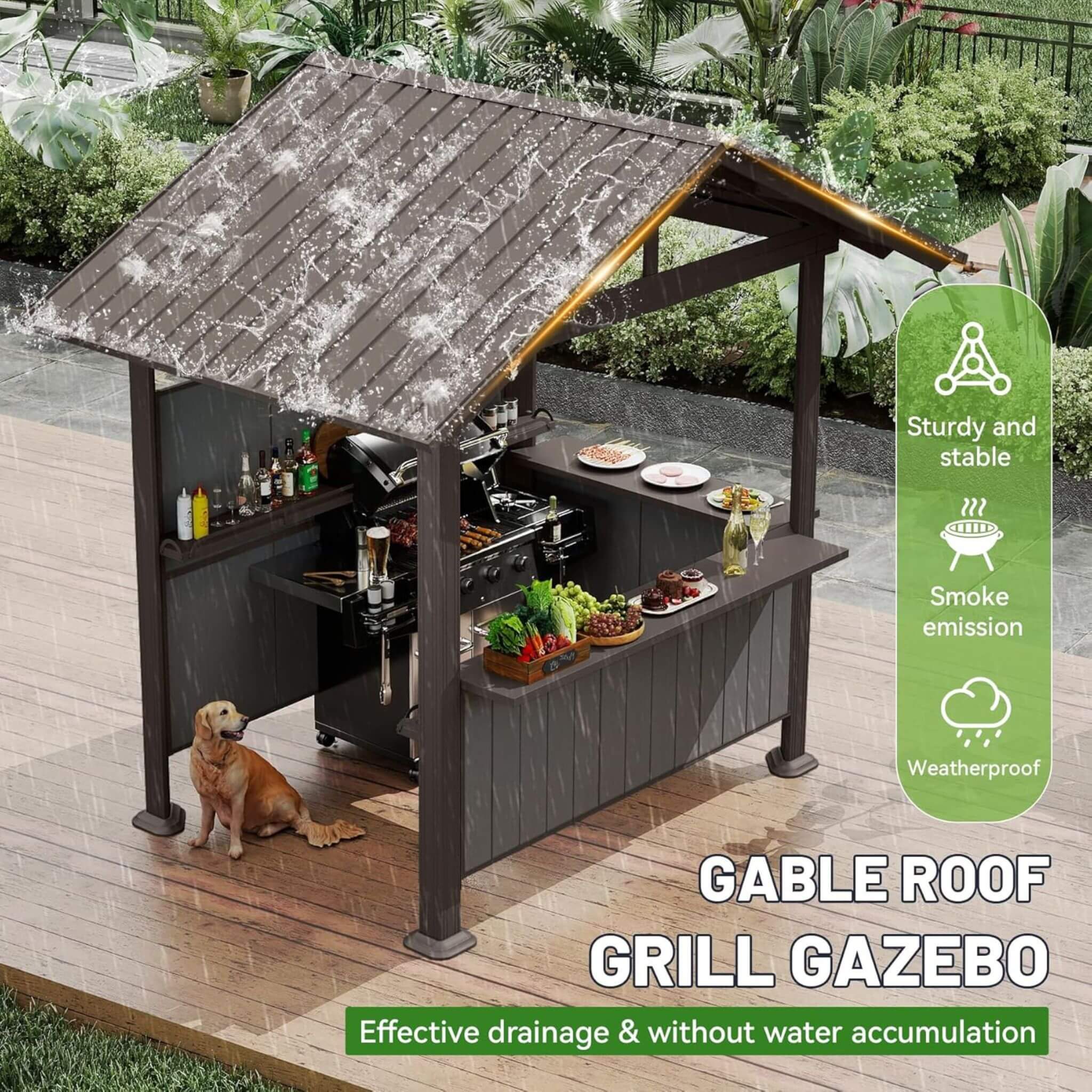 Alora Heavy-Duty Gable Roof Hardtop Grill Gazebo [06X09FT]