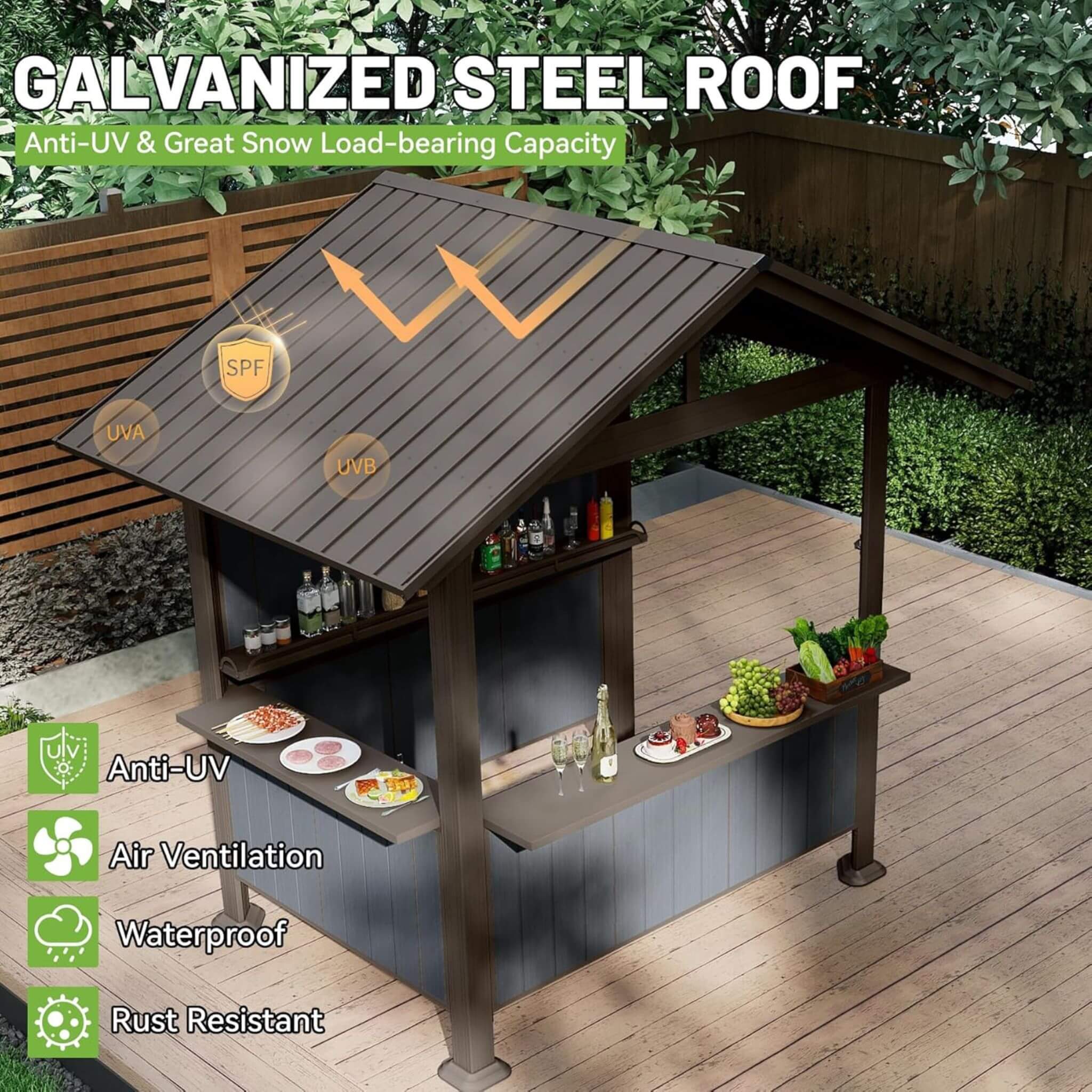 Alora Heavy-Duty Gable Roof Hardtop Grill Gazebo [06X09FT]
