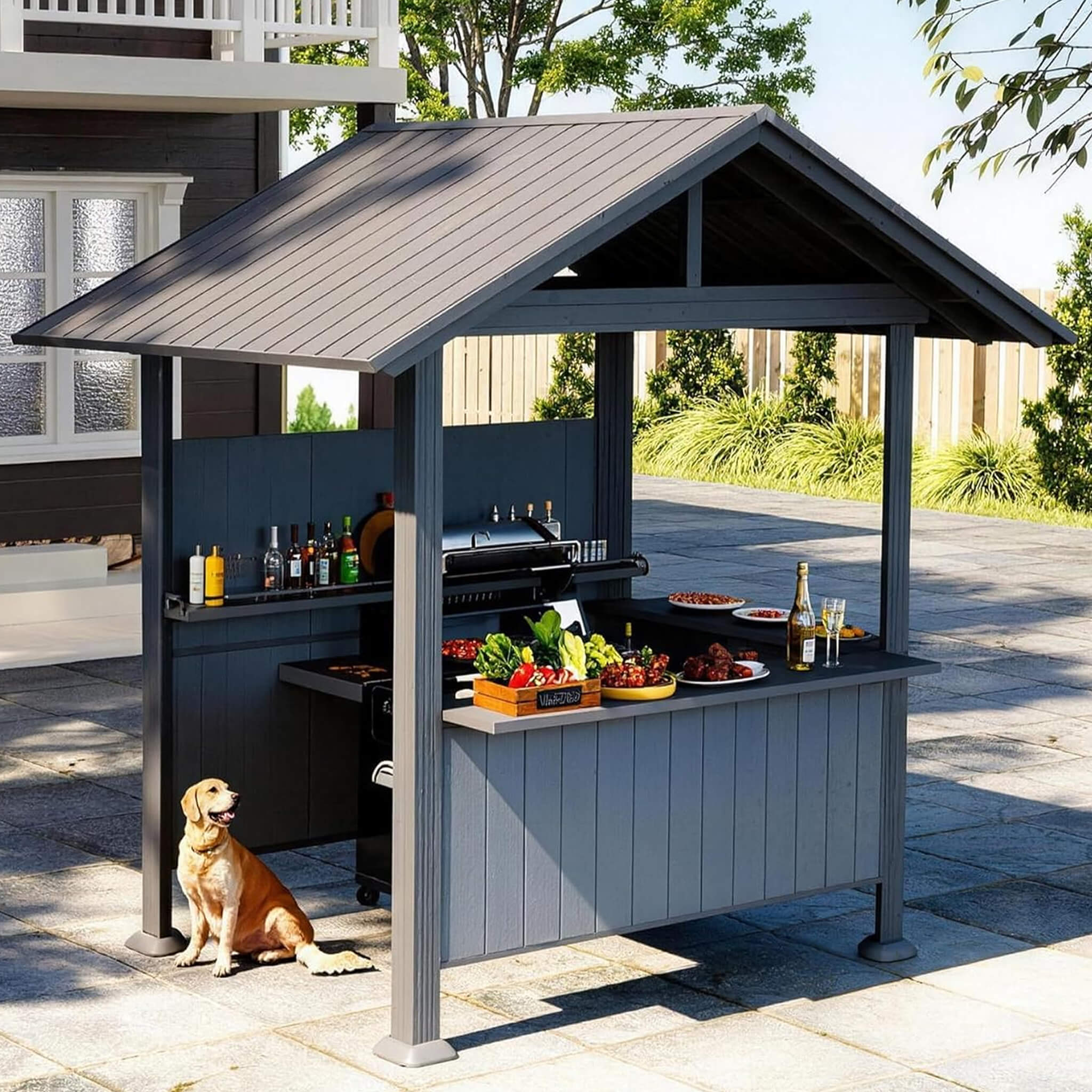 Alora Heavy-Duty Gable Roof Hardtop Grill Gazebo [06X09FT]