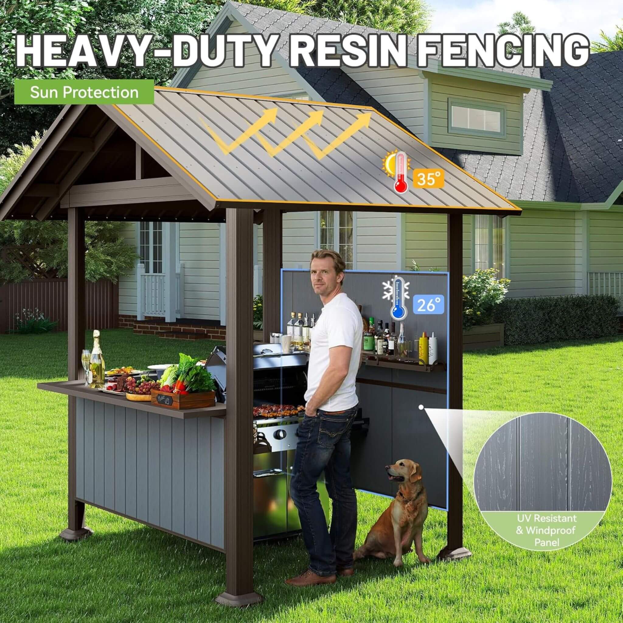 [06X09FT] Alora Heavy-Duty Gable Roof Hardtop Grill Gazebo (SAK49731)