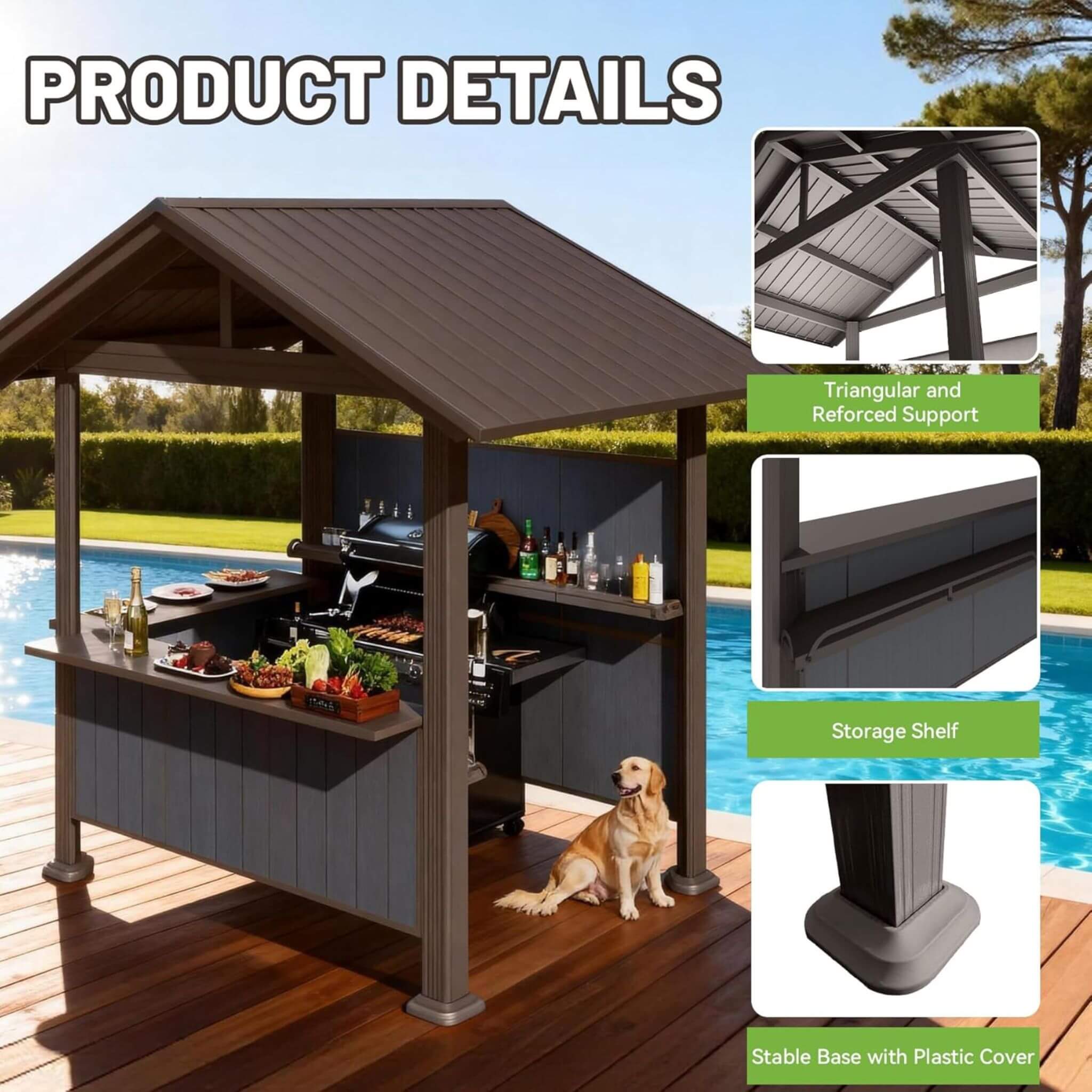 Alora Heavy-Duty Gable Roof Hardtop Grill Gazebo [06X09FT]