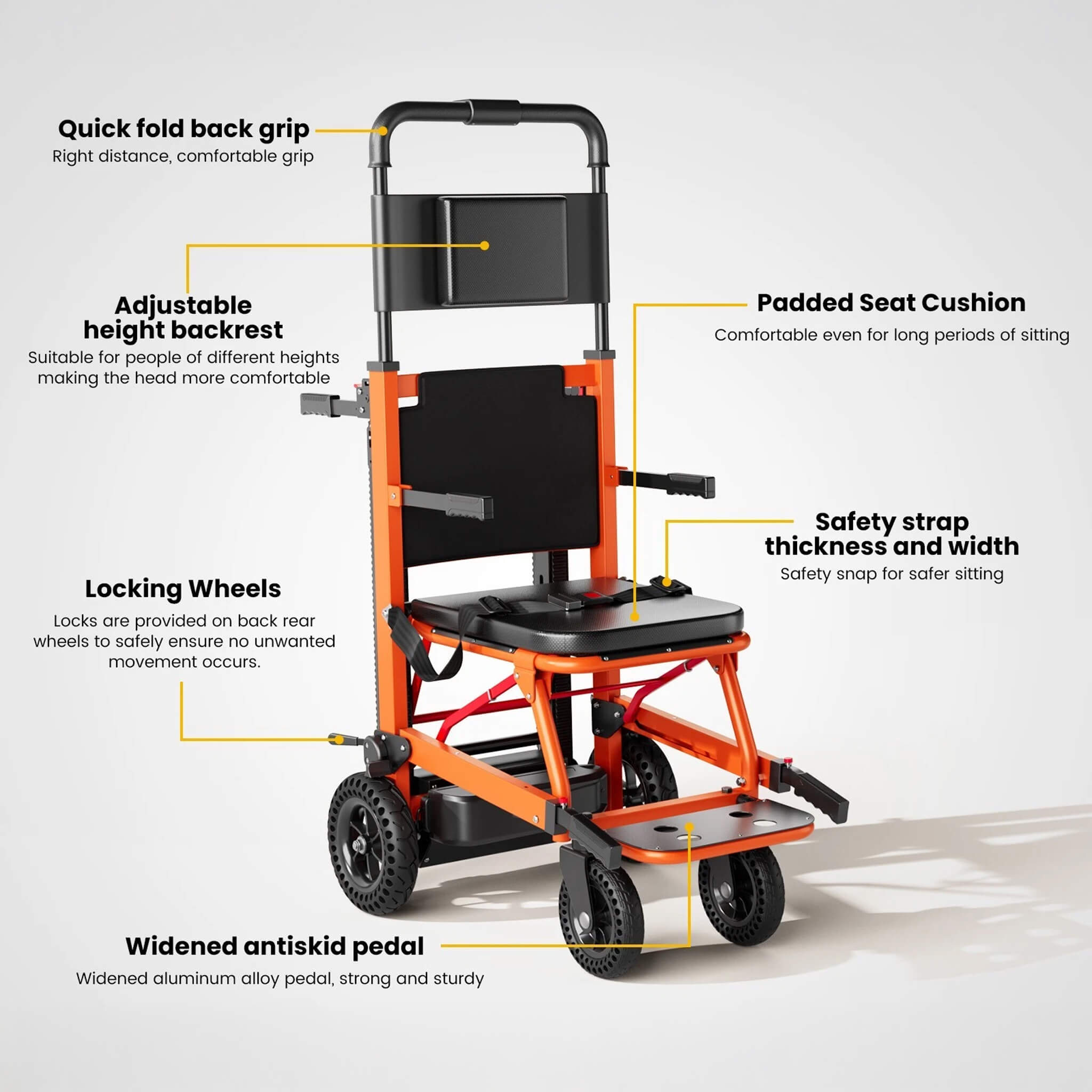 Motivo Heavy-Duty 440LBS Motorized Stair Climbing Wheelchair