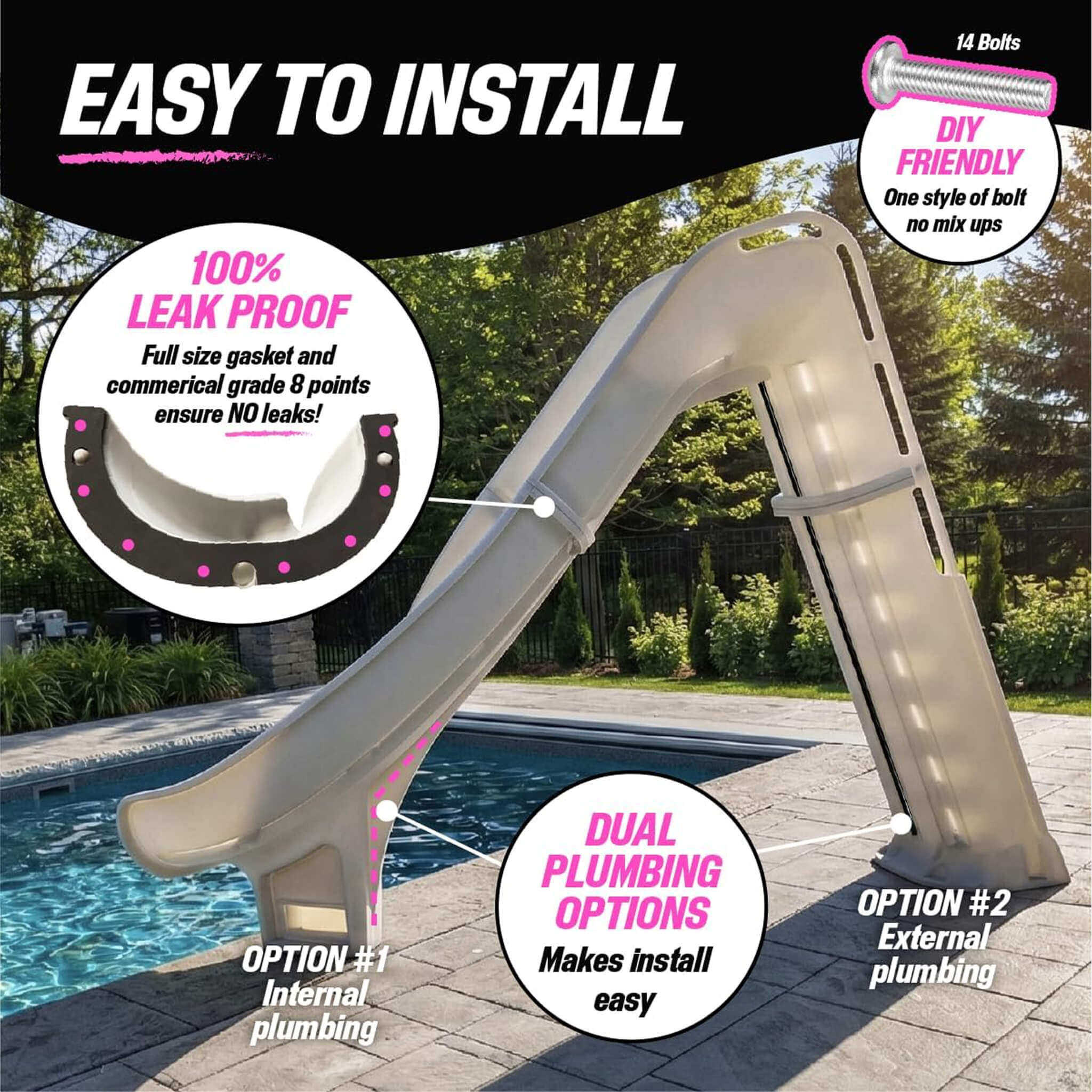Heavy-Duty Commercial Reinforced Leak-Proof Waterslide With Handrails