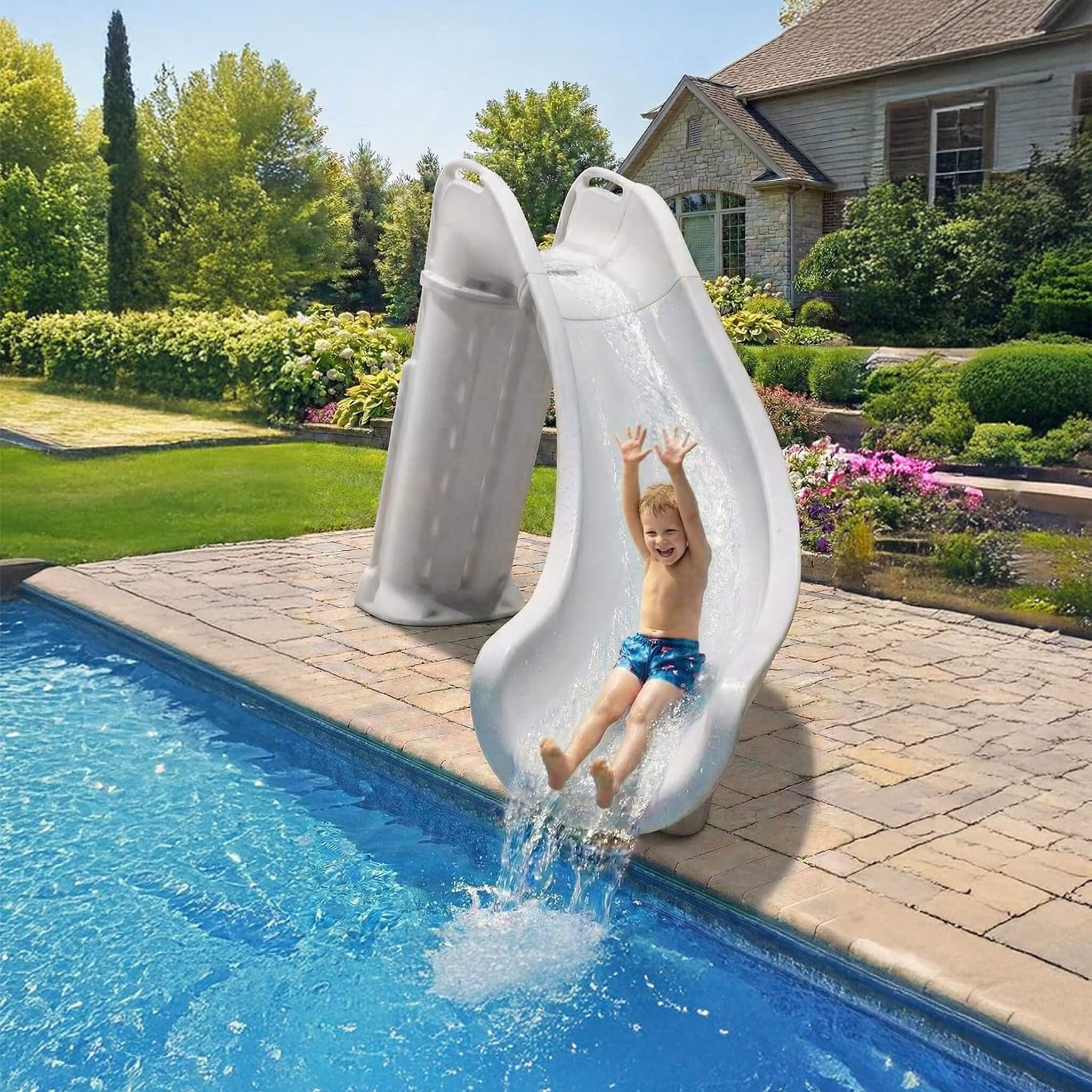 Heavy-Duty Commercial Reinforced Leak-Proof Waterslide With Handrails