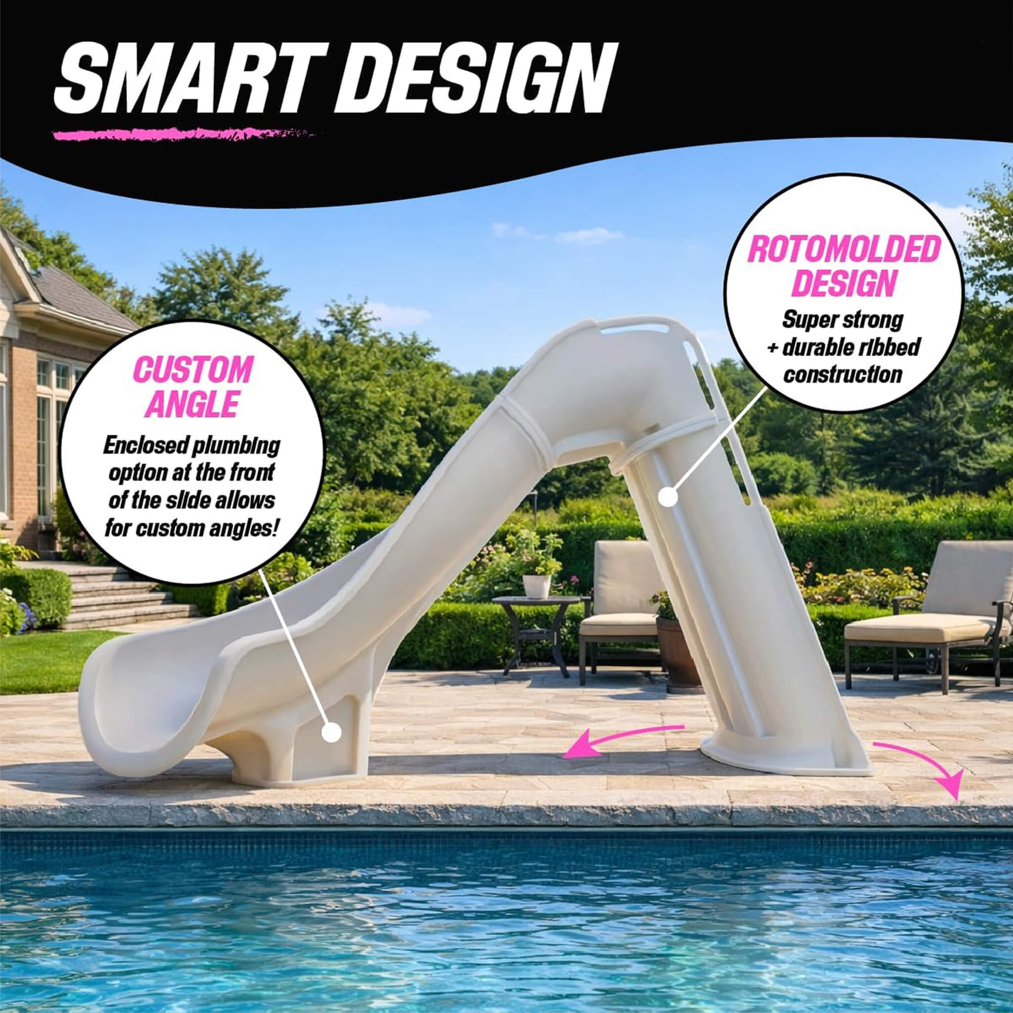 Heavy-Duty Commercial Reinforced Leak-Proof Waterslide With Handrails