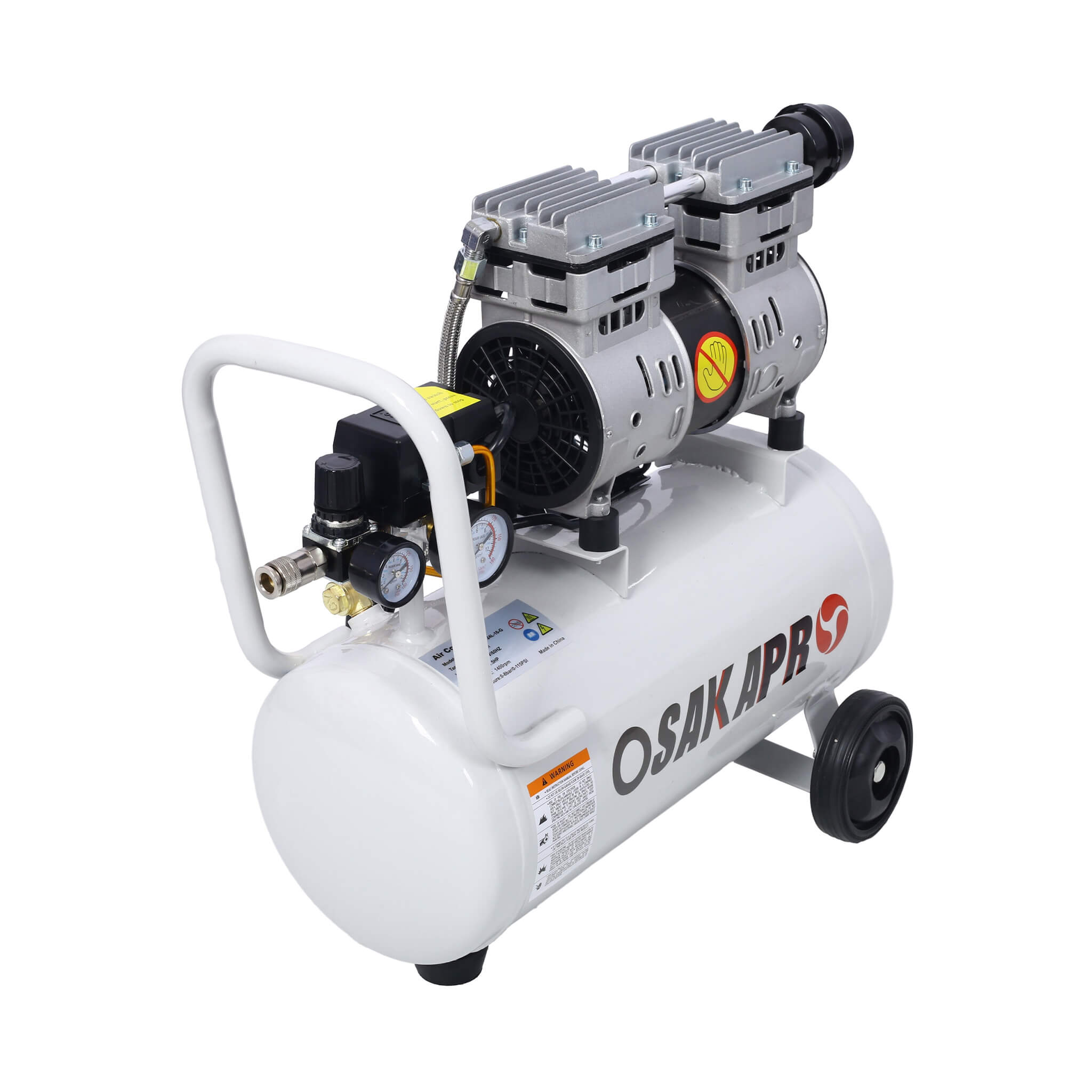 Heavy Duty 1.5/2.5HP Silent Oil-Free Portable Air Compressor With Wheels And Auto Drain