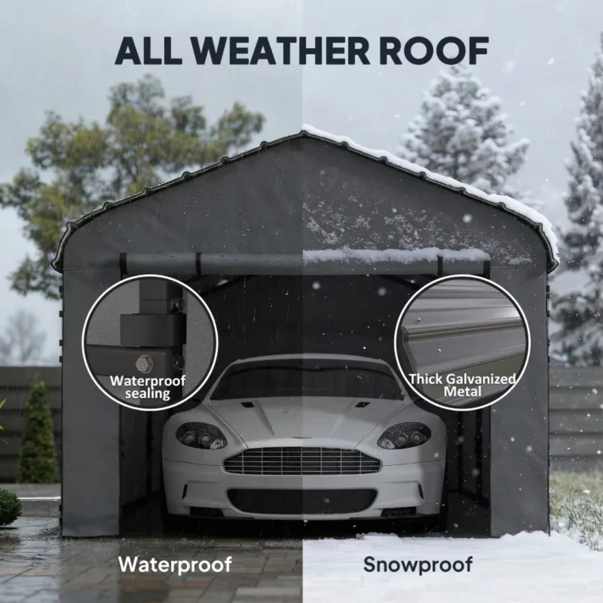 Heavy-Duty Outdoor Weather-Resistant Metal Carport Canopy