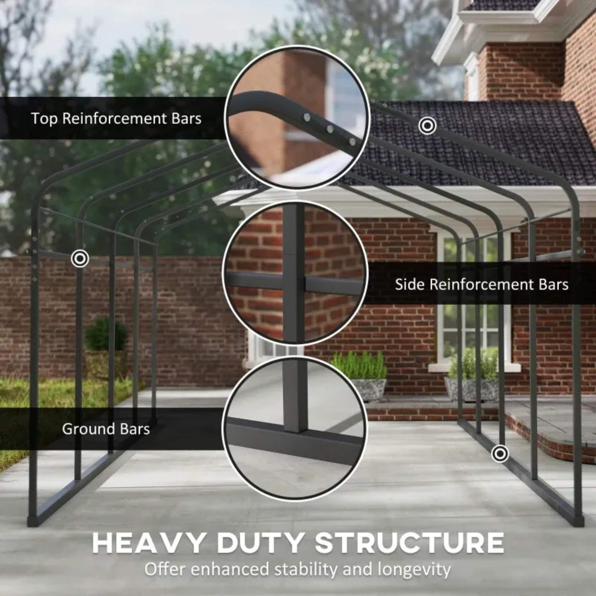 Heavy-Duty Outdoor Weather-Resistant Metal Carport Canopy