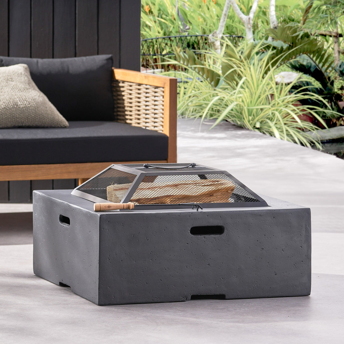 Outdoor 29" Square Wood-Burning Fire Pit