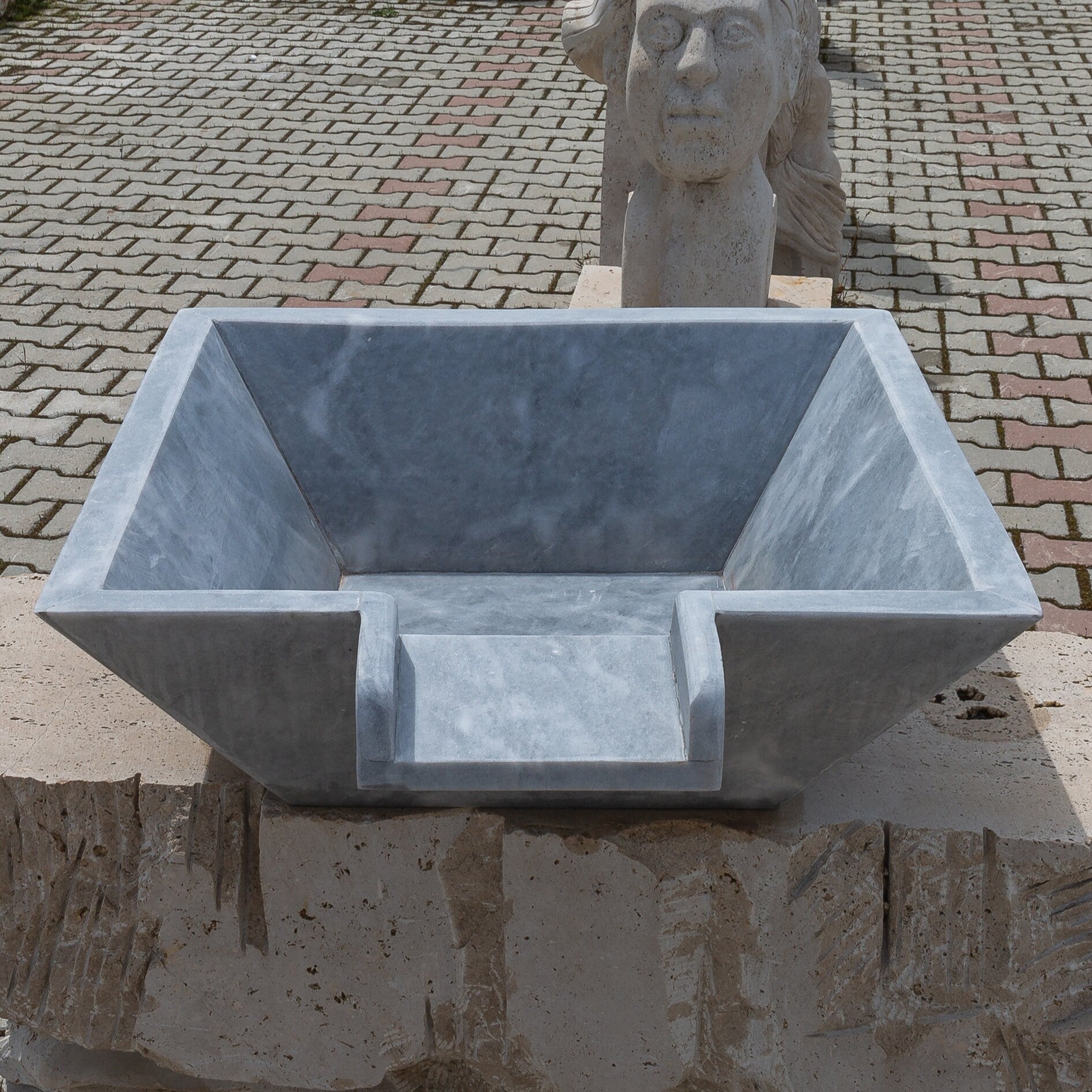 Bluestone Marble Natural Stone Pool Square Cascade Water Bowl