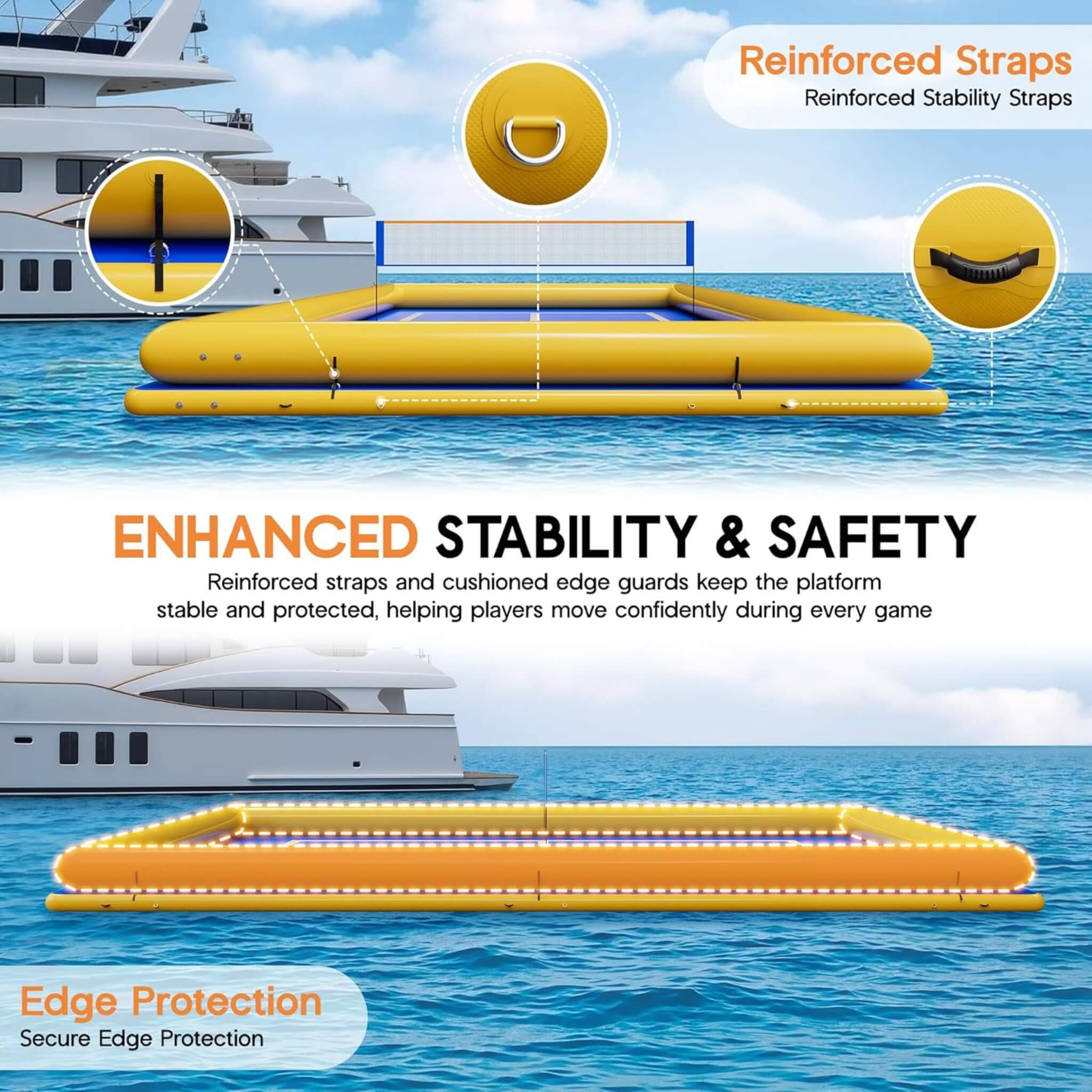 Inflatable Commercial Floating Pickleball And Volleyball Court With Net [26X46FT]
