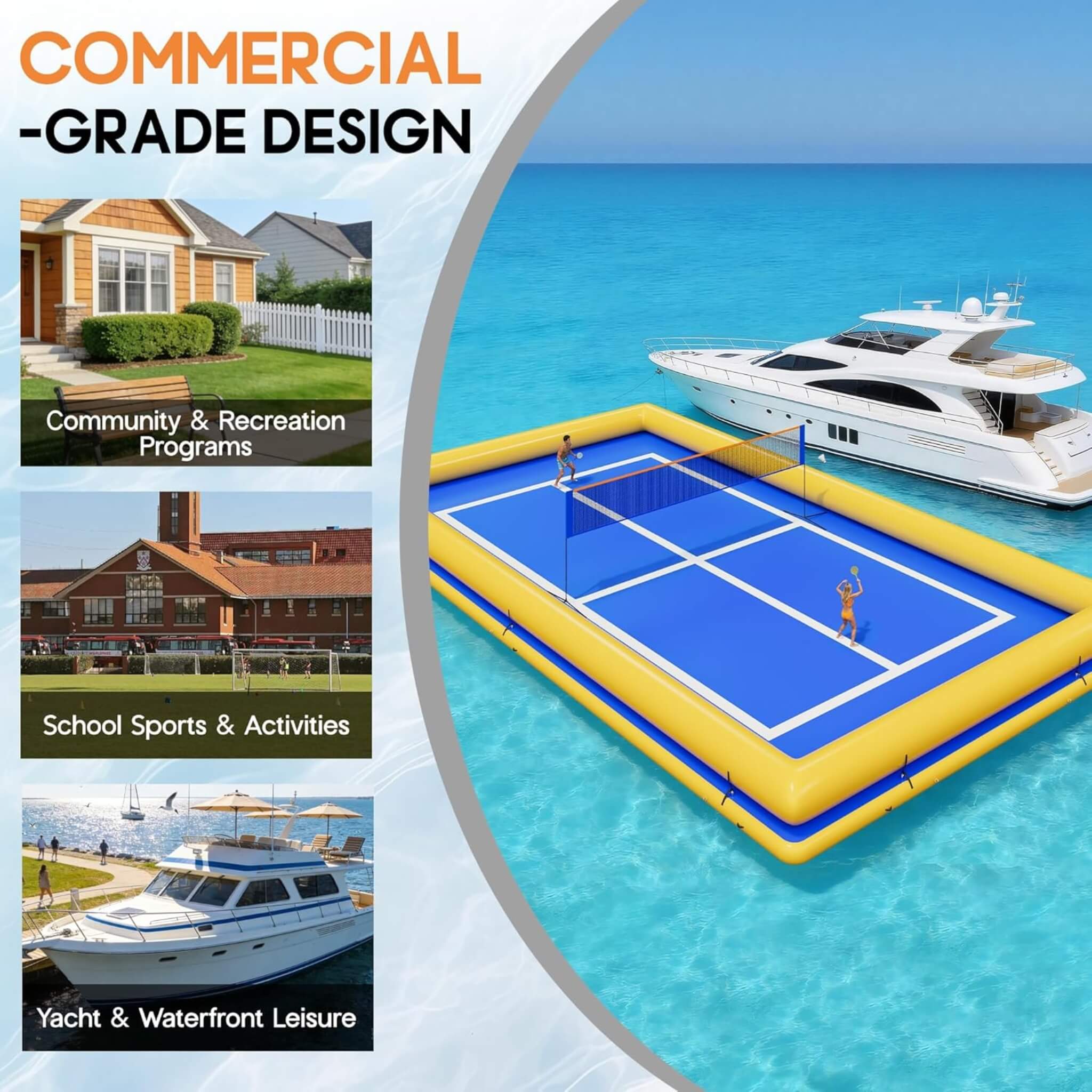 Inflatable Commercial Floating Pickleball And Volleyball Court With Net [26X46FT]
