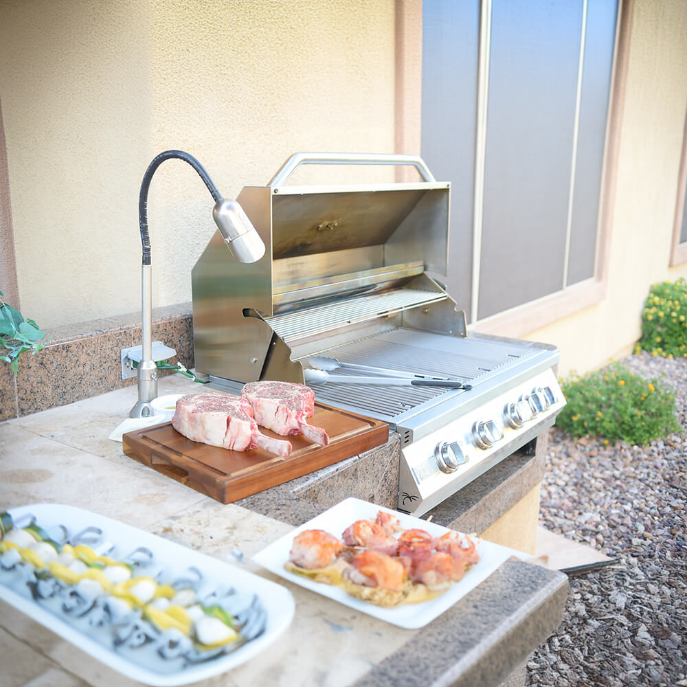 KoKoMo Grills 32" Heavy Duty 60K BTU LP/NG 4 Burner Built-In Stainless Steel Gas Grill