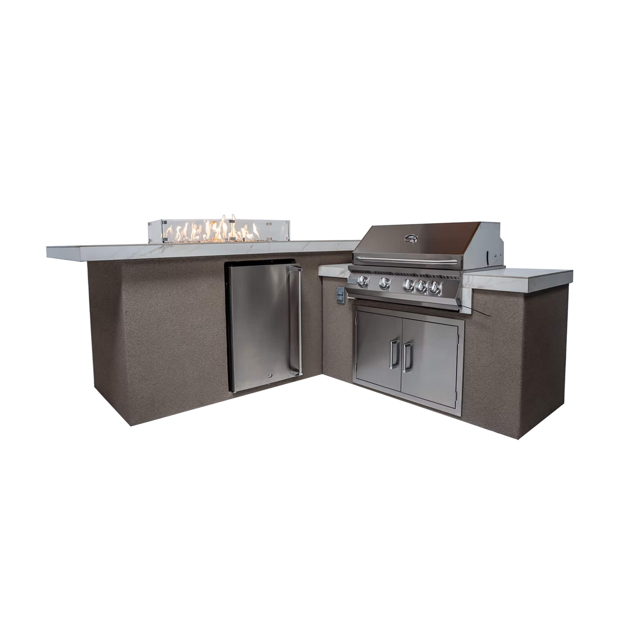 KoKoMo Grills Baja 9FT BBQ Island With LEDs, Built-In BBQ And Refrigerator [Made-To-Order] (SAK85739)