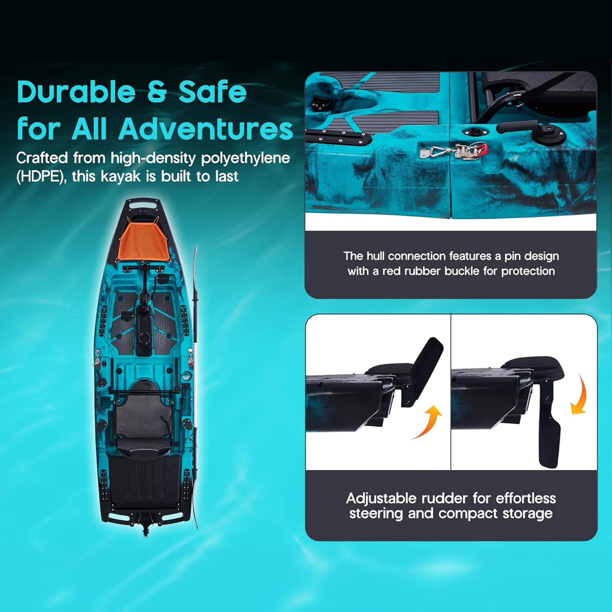 Lightweight 10FT 1-Person Modular Fishing Kayak With Propeller Drive System