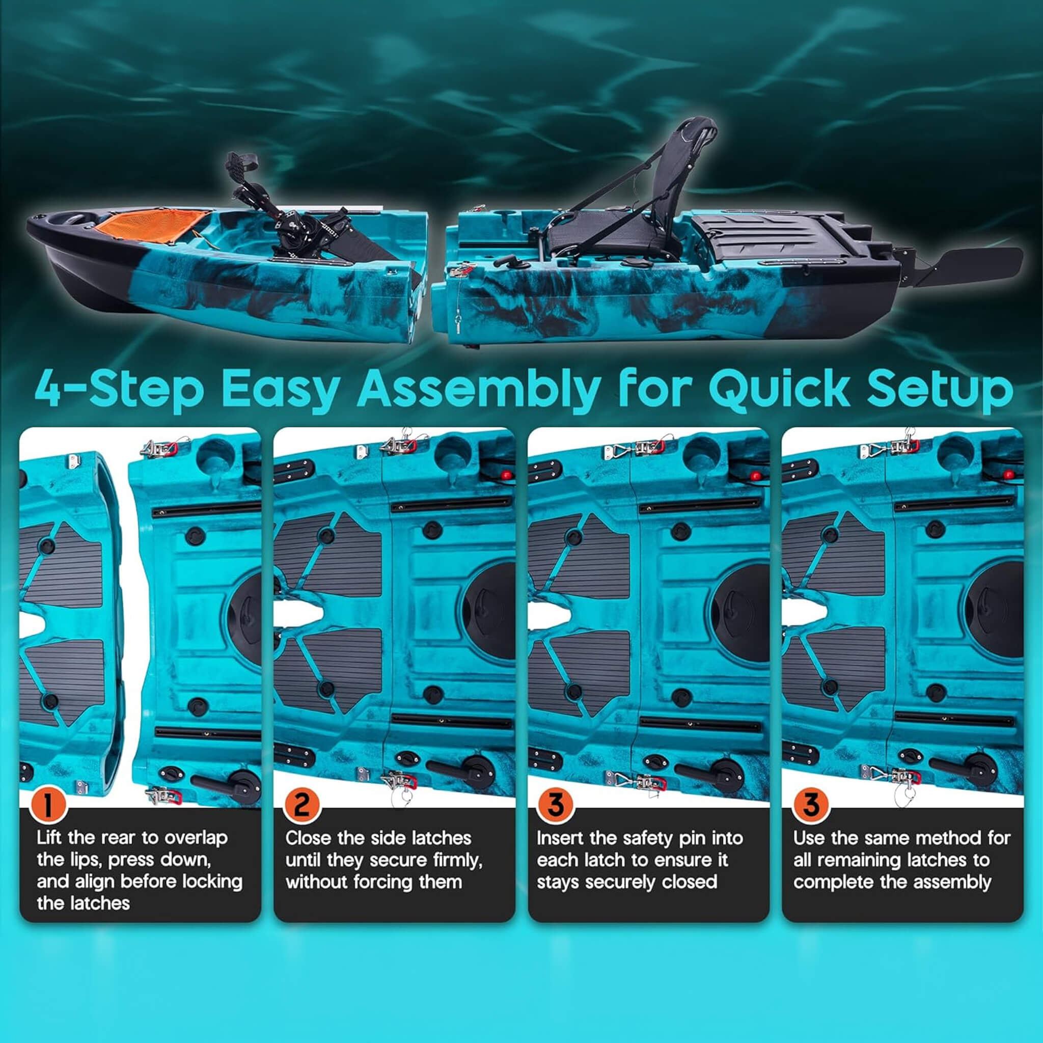 Lightweight 10FT 1-Person Modular Fishing Kayak With Propeller Drive System