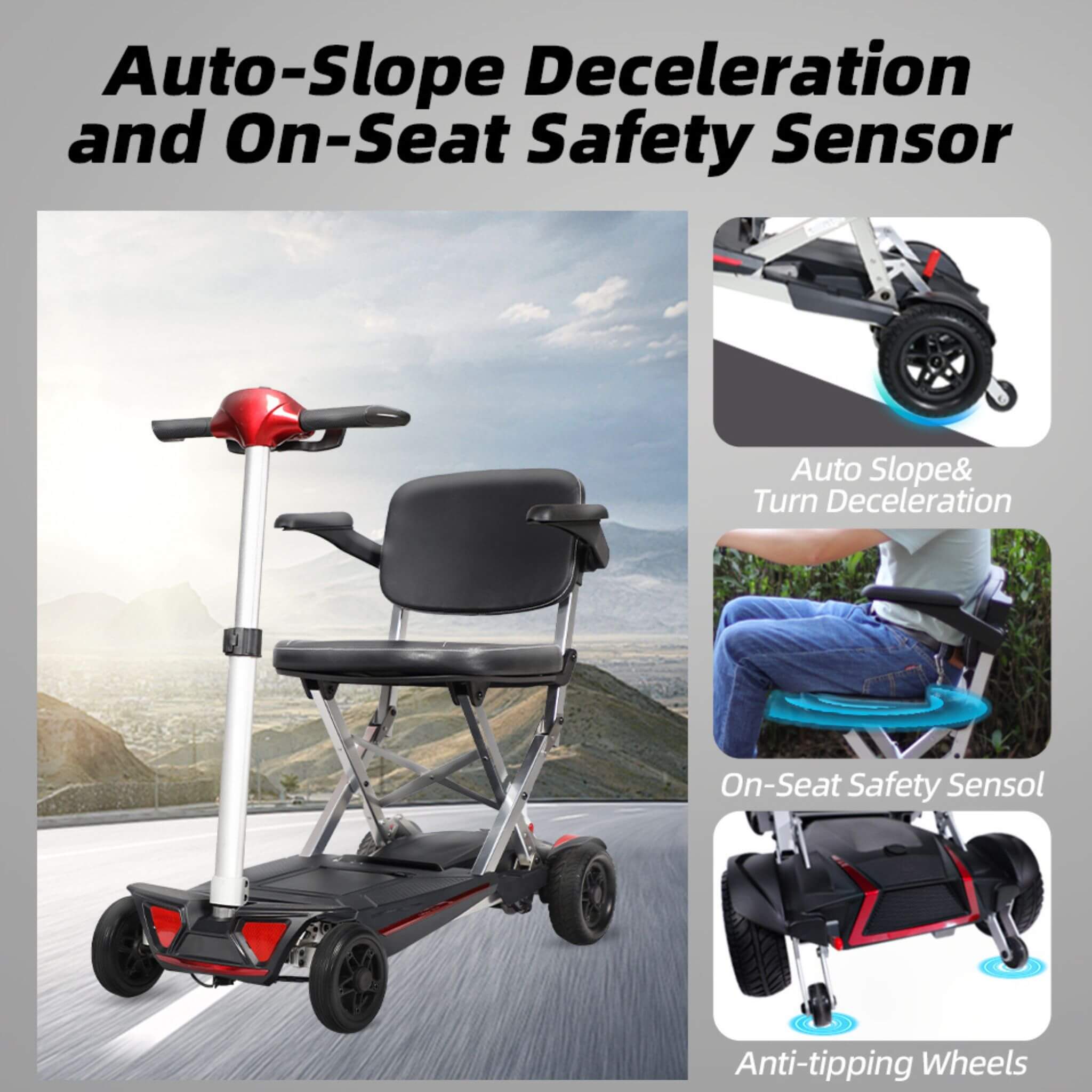 Lightweight Powered Folding Mobility Scooter For Adults And Seniors