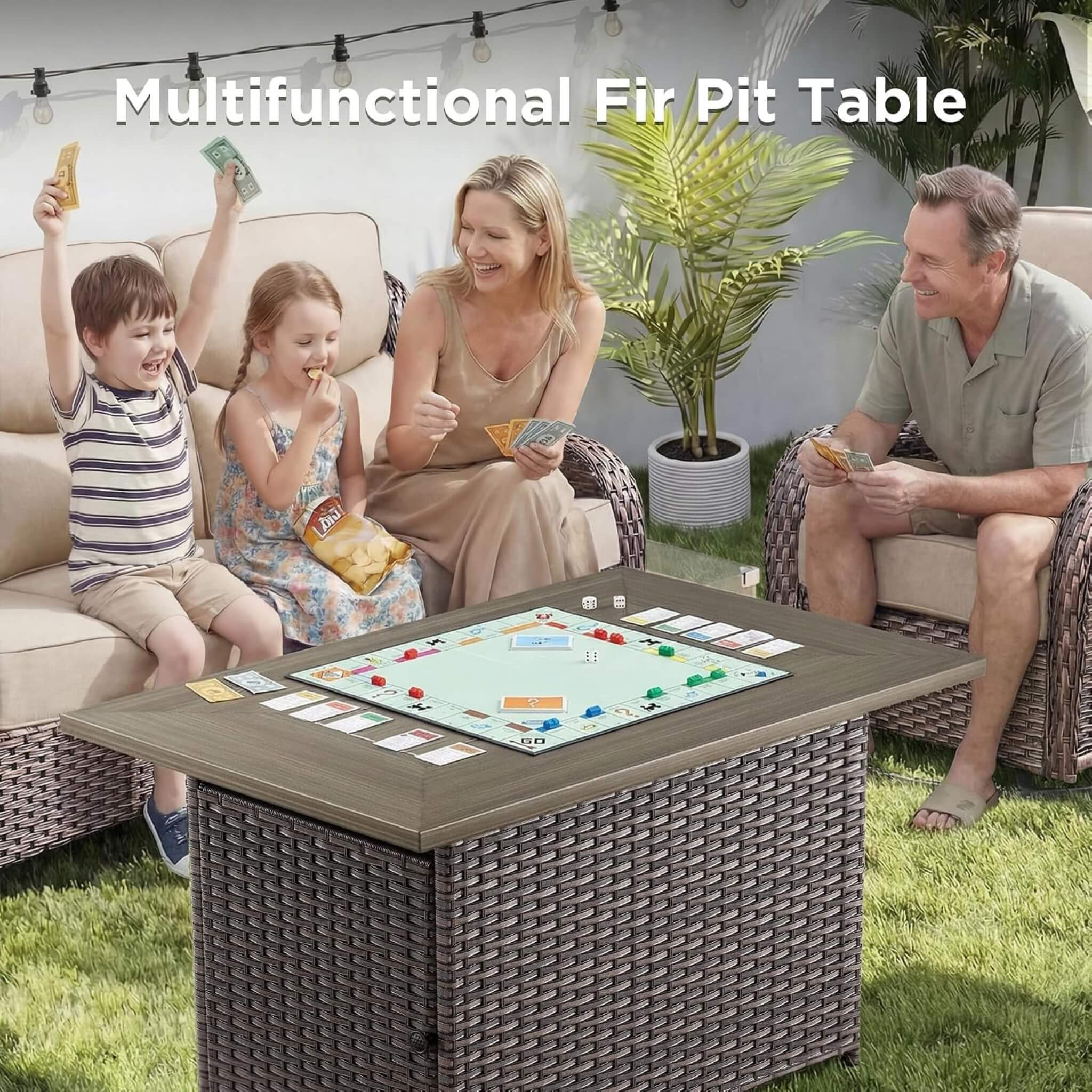 Alora Luxury 10-Piece All-Weather Outdoor Patio Furniture Set With Fire Pit Table