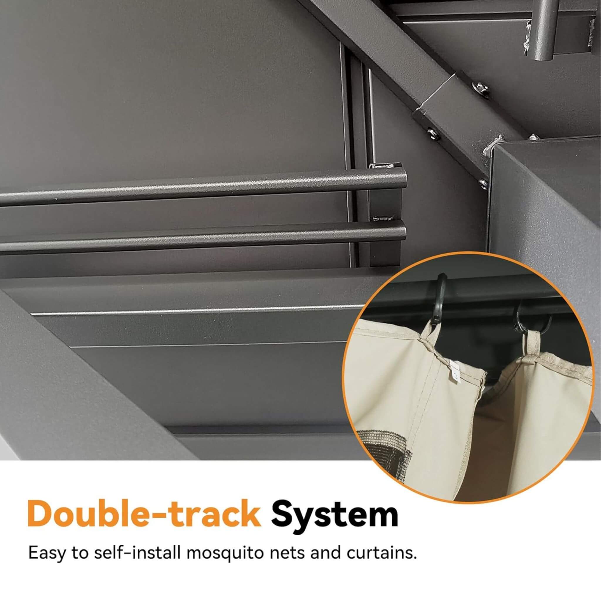 Alora Luxury Double Roof Hardtop Aluminum Gazebo With Decor Hooks, Mosquito Nettings, And LED Lights (SAK91824)