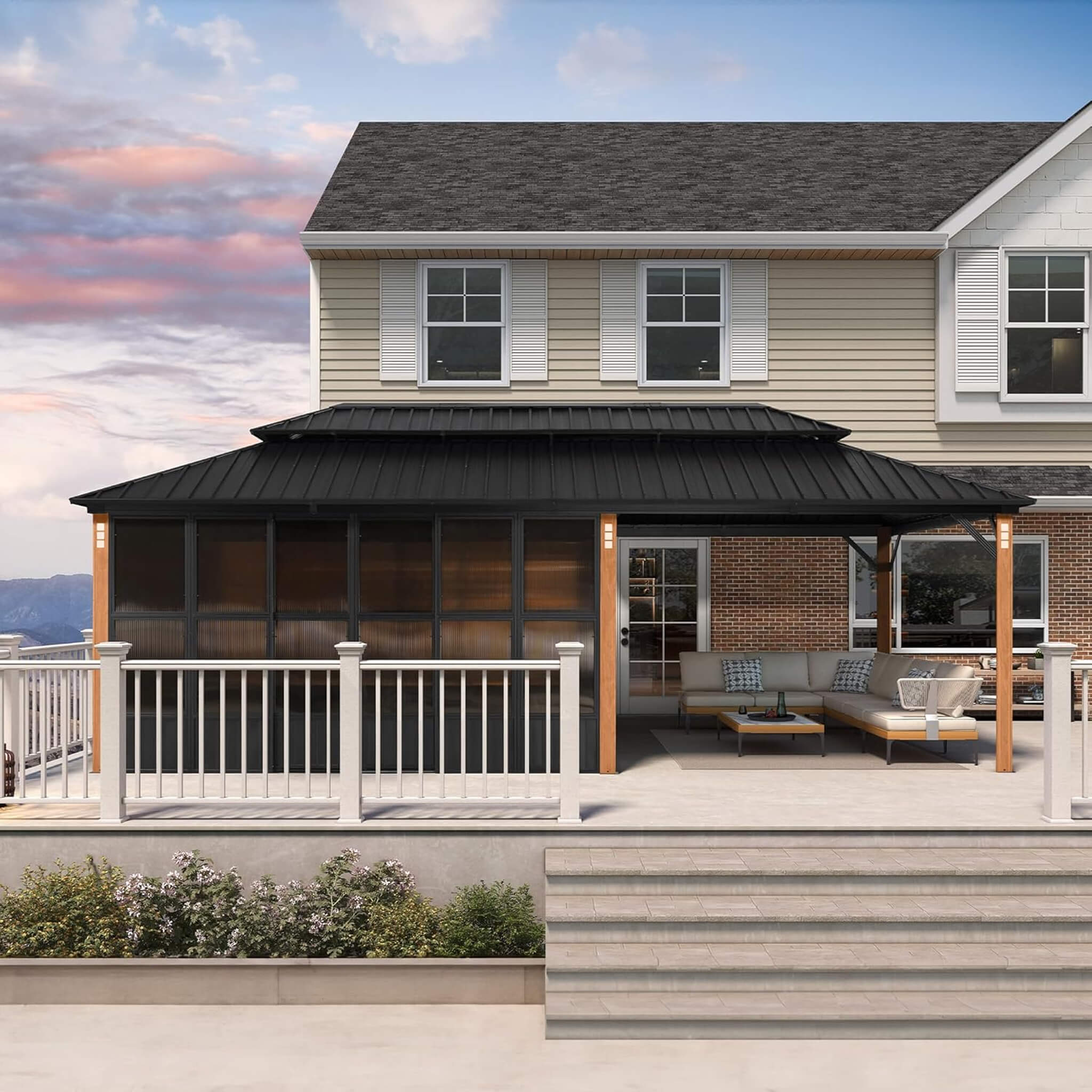 Alora Luxury Heavy-Duty Hardtop Sunroom With Aluminum Frame And LED Lights (SAK79102)
