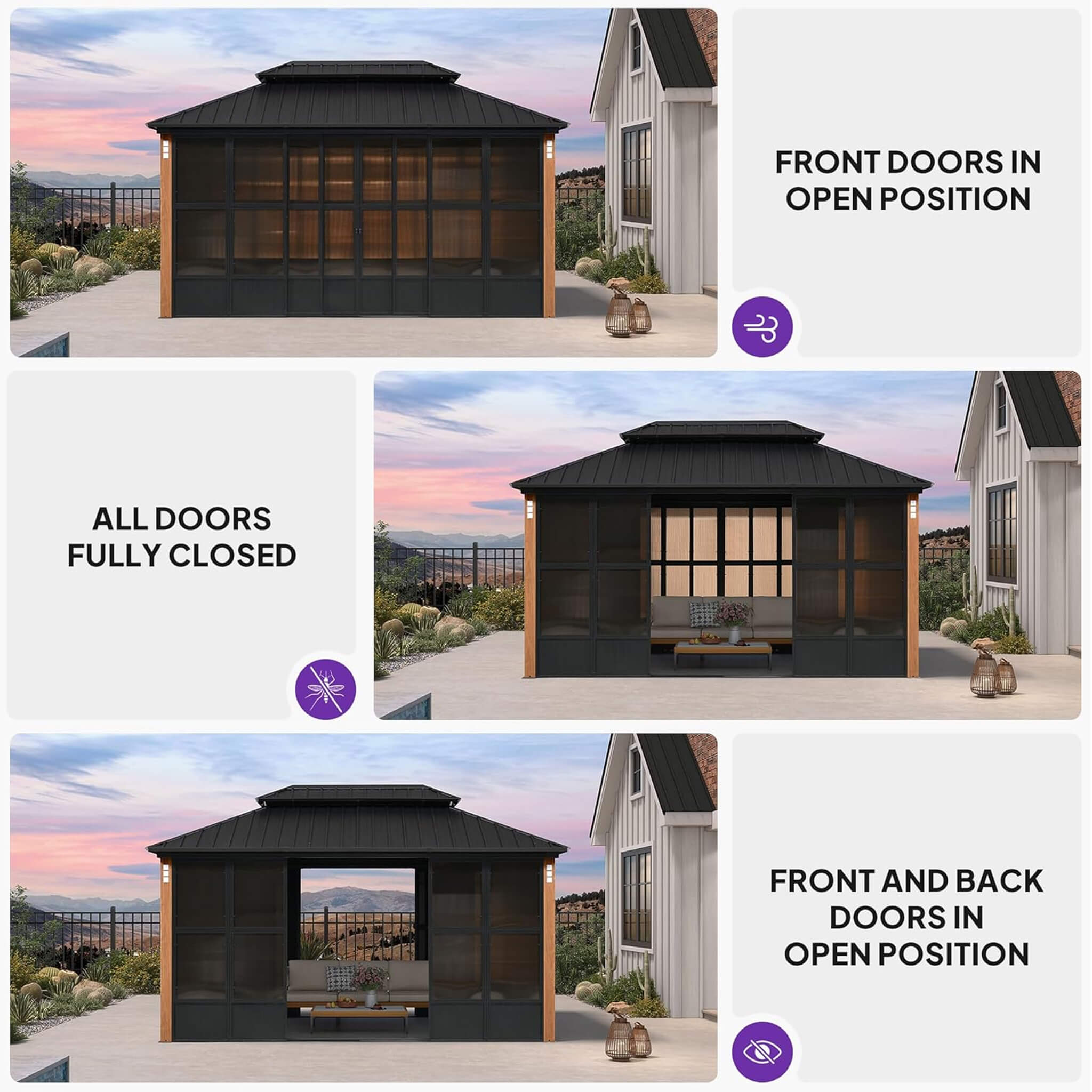 Alora Luxury Heavy-Duty Hardtop Sunroom With Aluminum Frame And LED Lights (SAK79102)