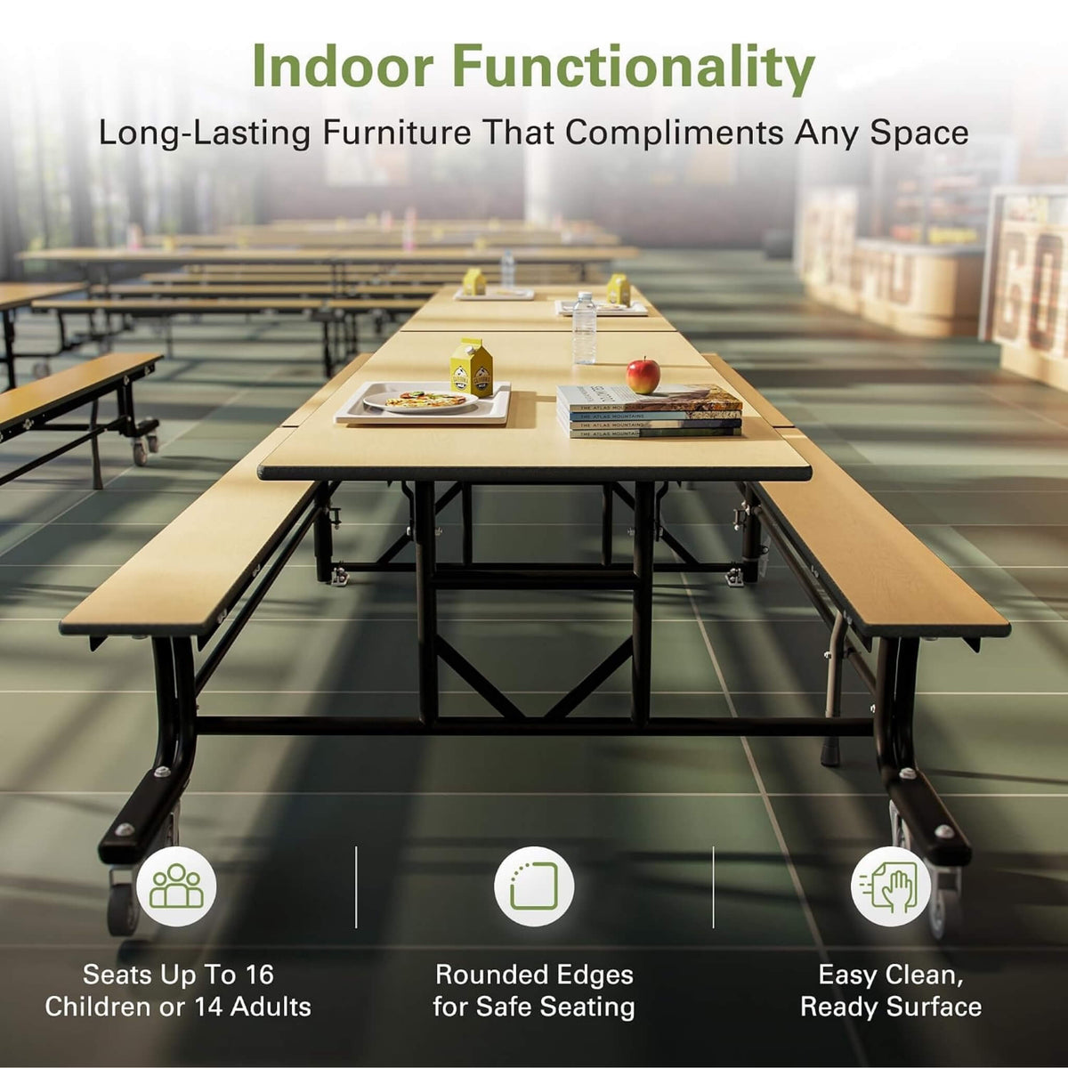 Mobile School Cafeteria Table With Benches And Lift Assist System