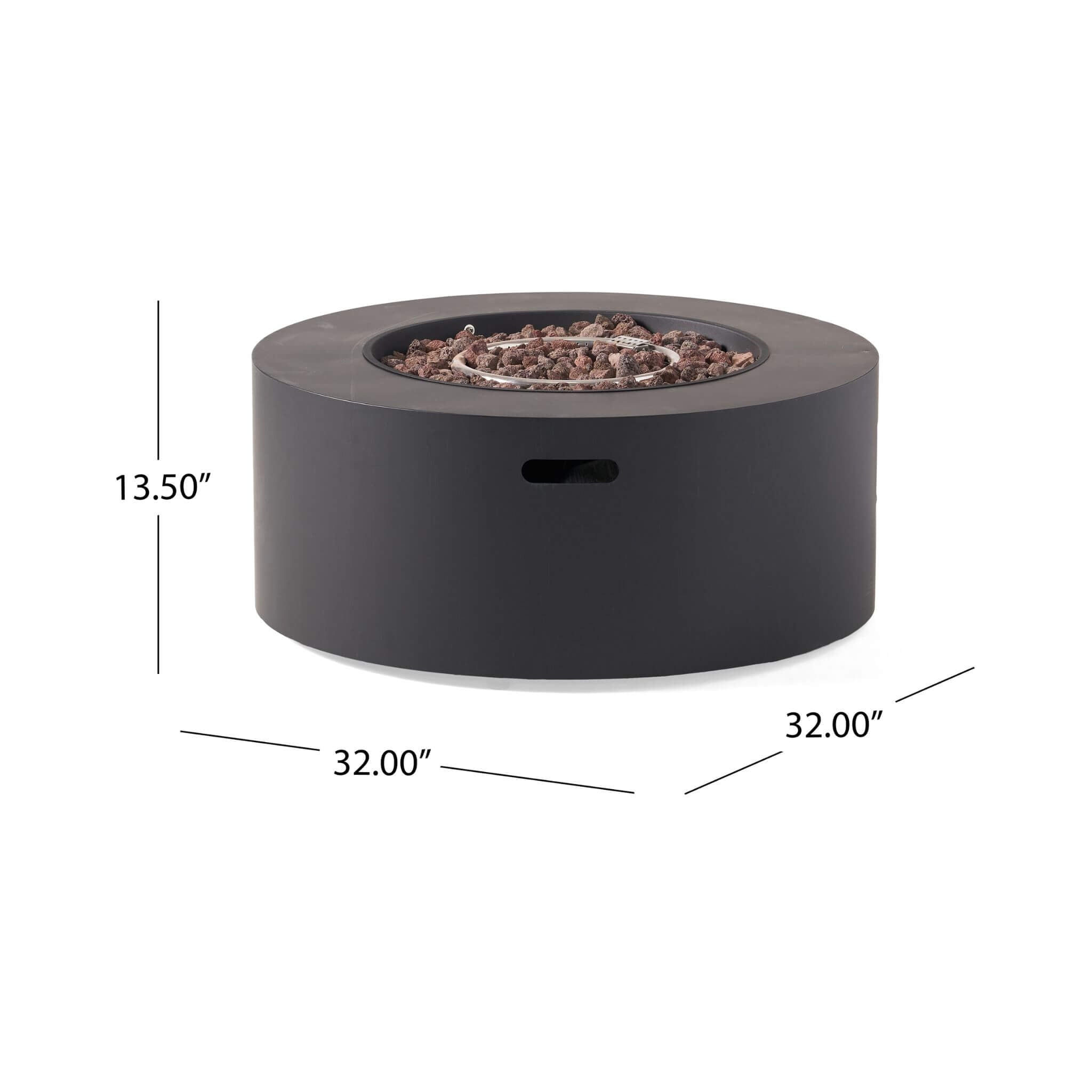 Alora Modern 32-Inch 40K BTU Round Iron Propane Fire Pit (SAK29102)