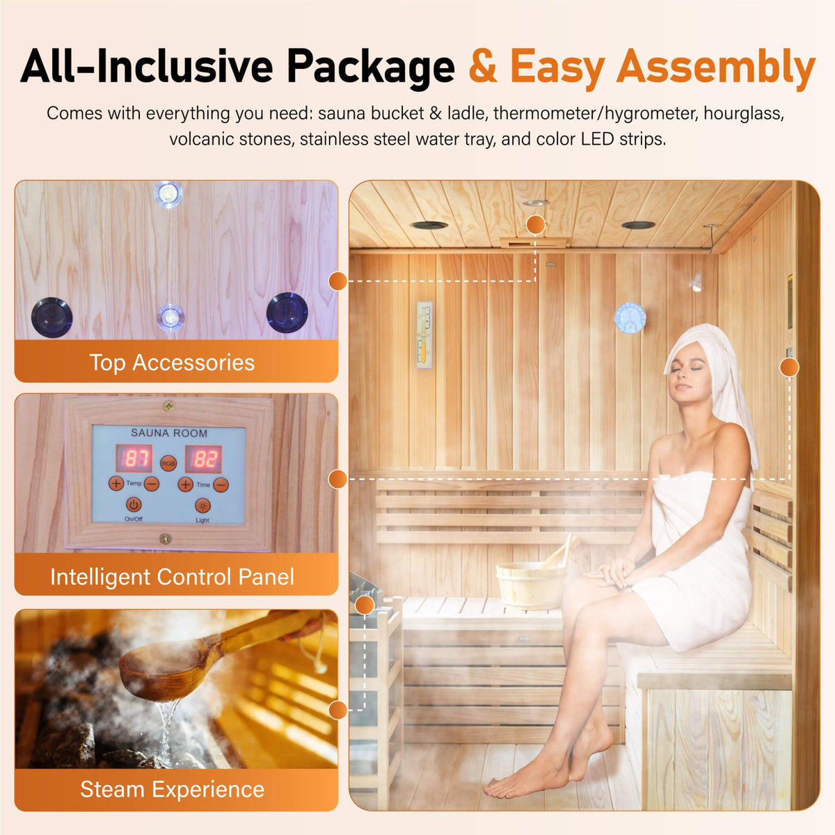Solenne Outdoor 4-Person Traditional Cedar Steam Sauna With Sauna Heater (SAK71390)