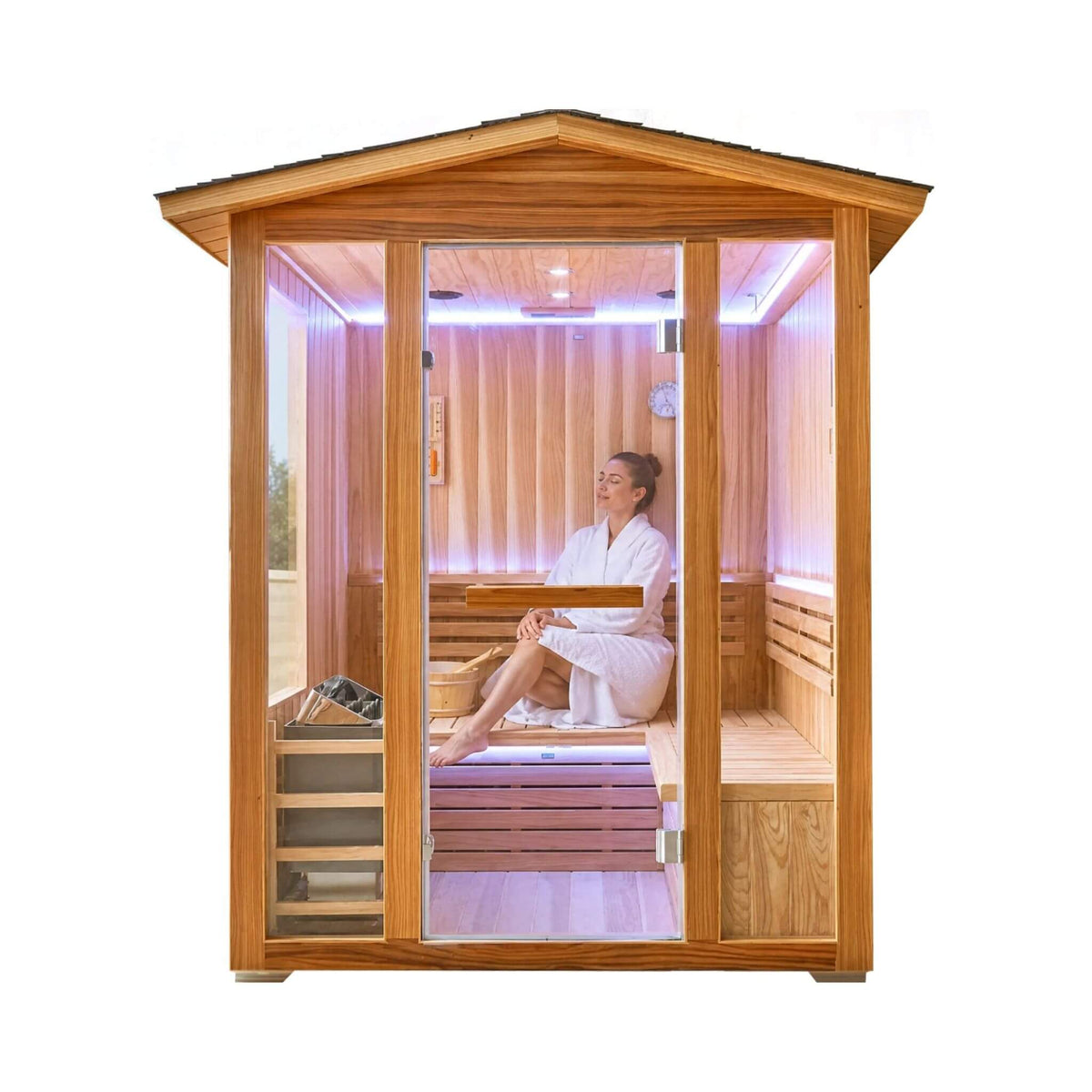Solenne Outdoor 4-Person Traditional Cedar Steam Sauna With Sauna Heater (SAK71390)