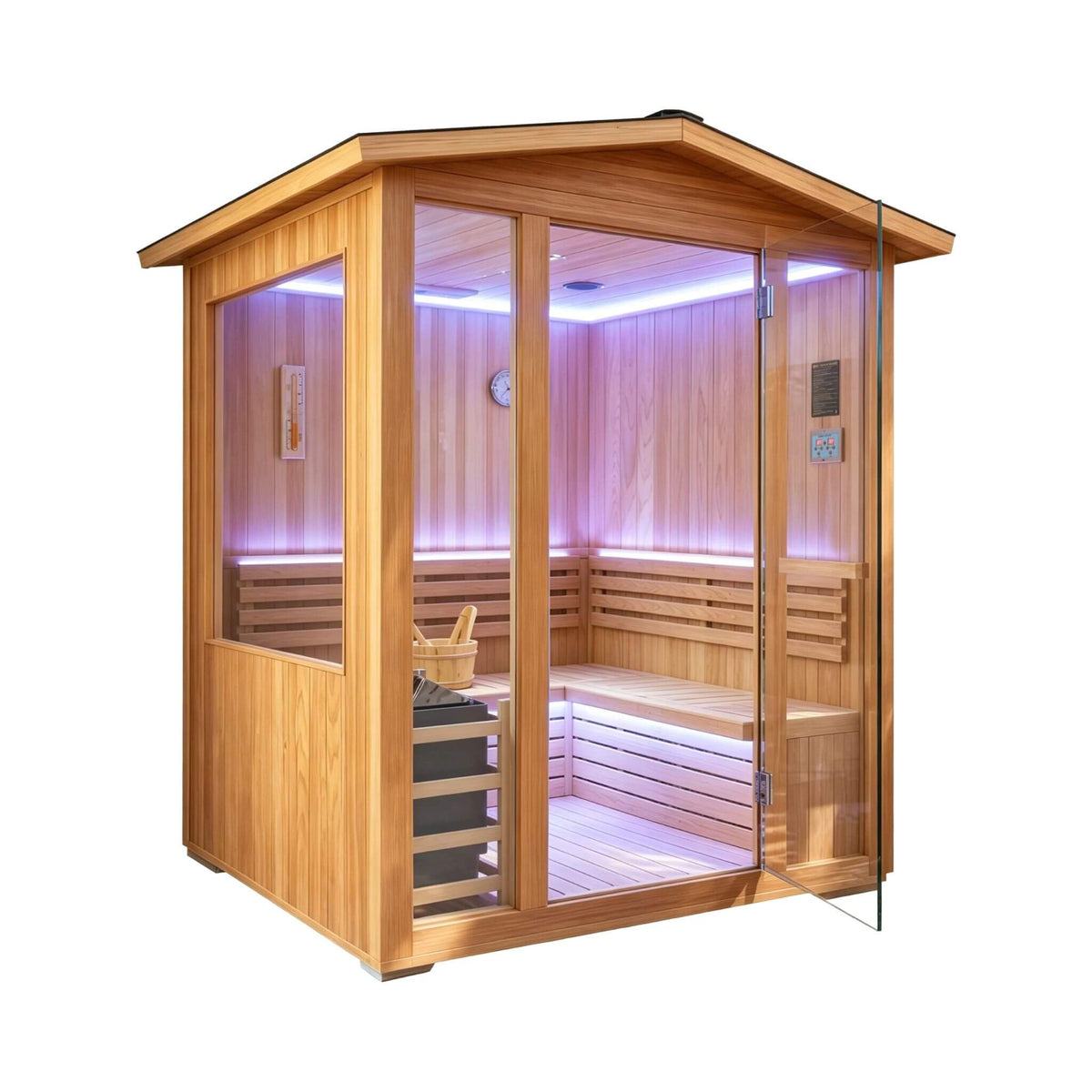 Solenne Outdoor 4-Person Traditional Cedar Steam Sauna With Sauna Heater (SAK71390)