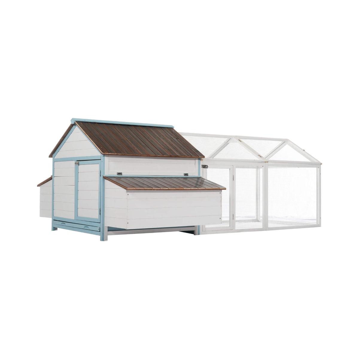 96-Inch Outdoor Fir Wood Chicken Coop With Nesting Box And Run