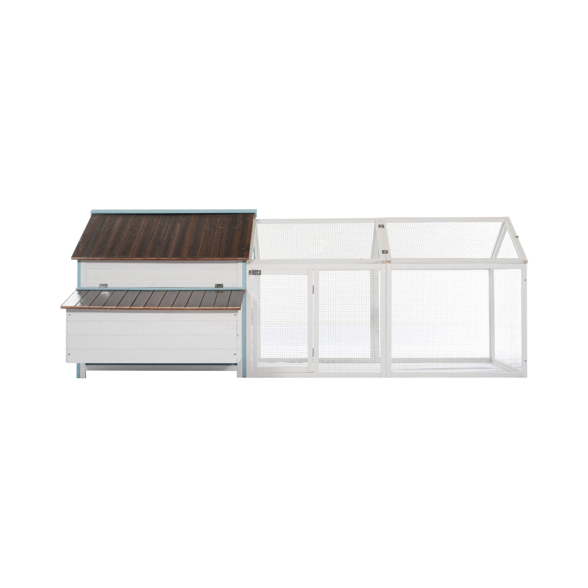 96-Inch Outdoor Fir Wood Chicken Coop With Nesting Box And Run