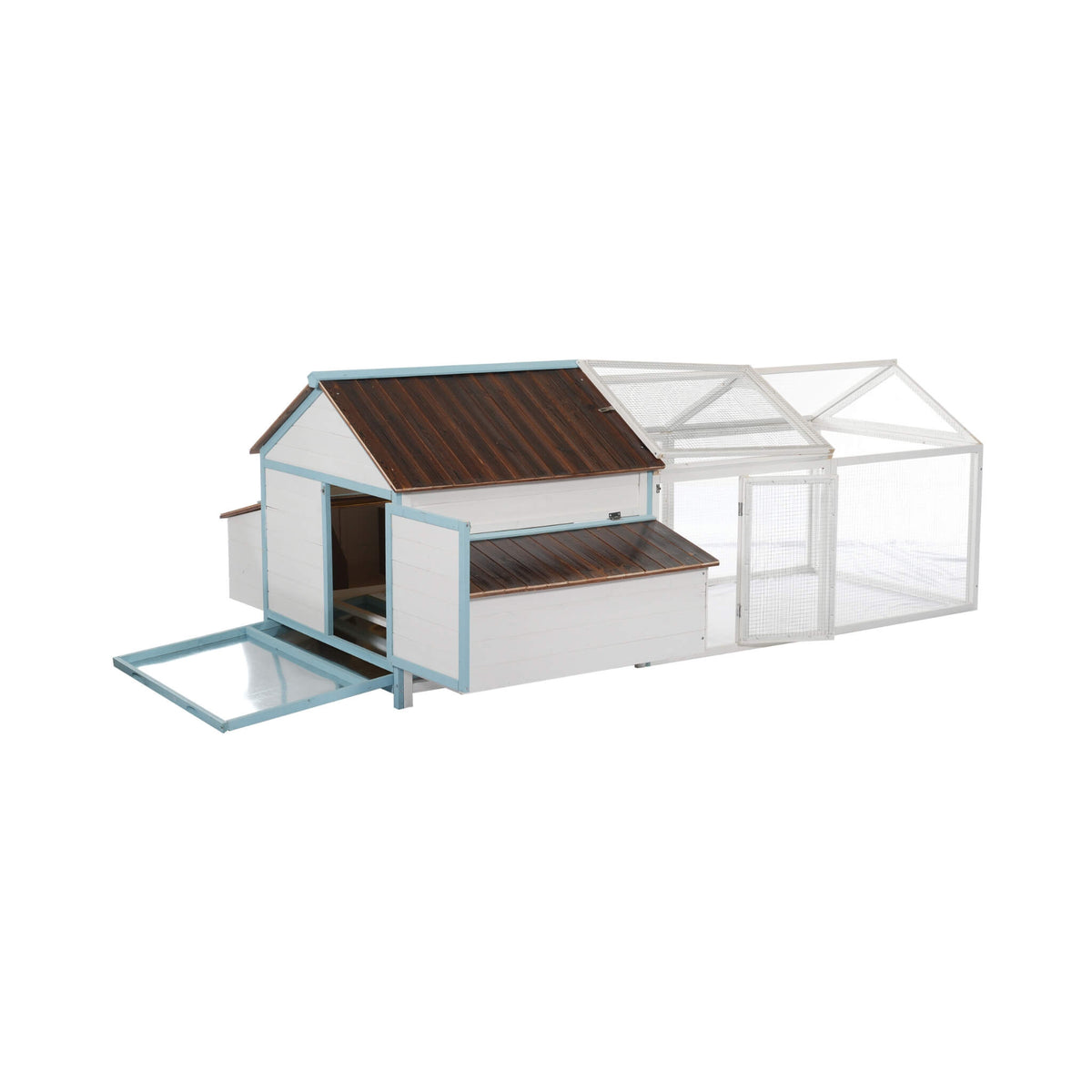 96-Inch Outdoor Fir Wood Chicken Coop With Nesting Box And Run