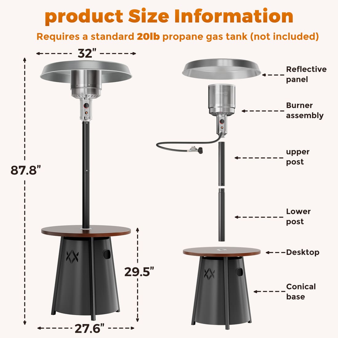 Pyra Mesa Patio Heater 50,000 BTU