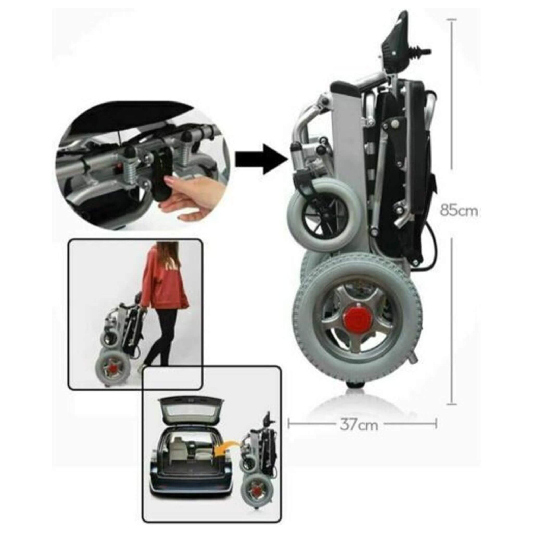 PCMOS WD602 17.5-Inch Heavy-Duty Electric Motorized Lightweight Wheelchair, 250LBS