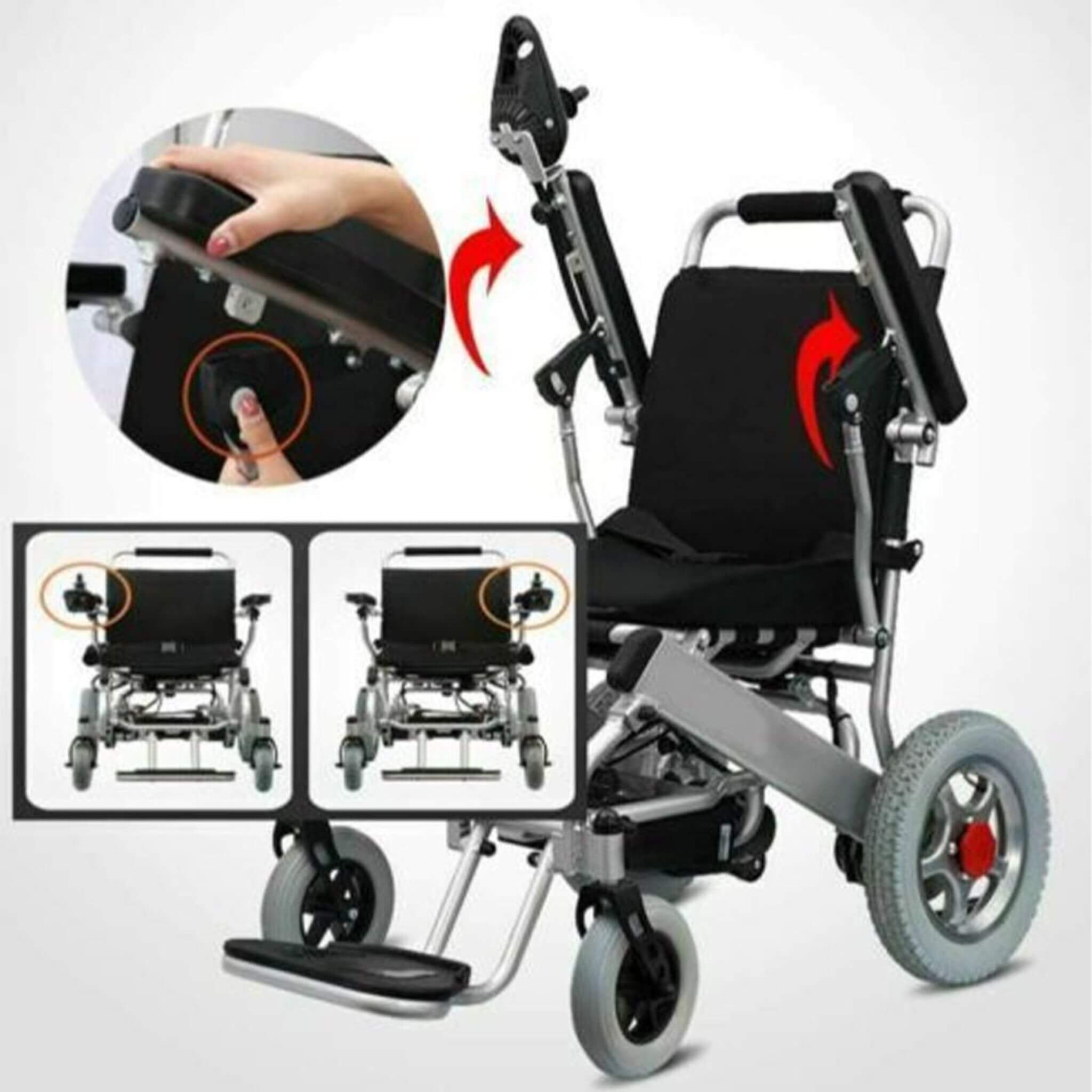PCMOS WD602 17.5-Inch Heavy-Duty Electric Motorized Lightweight Wheelchair, 250LBS
