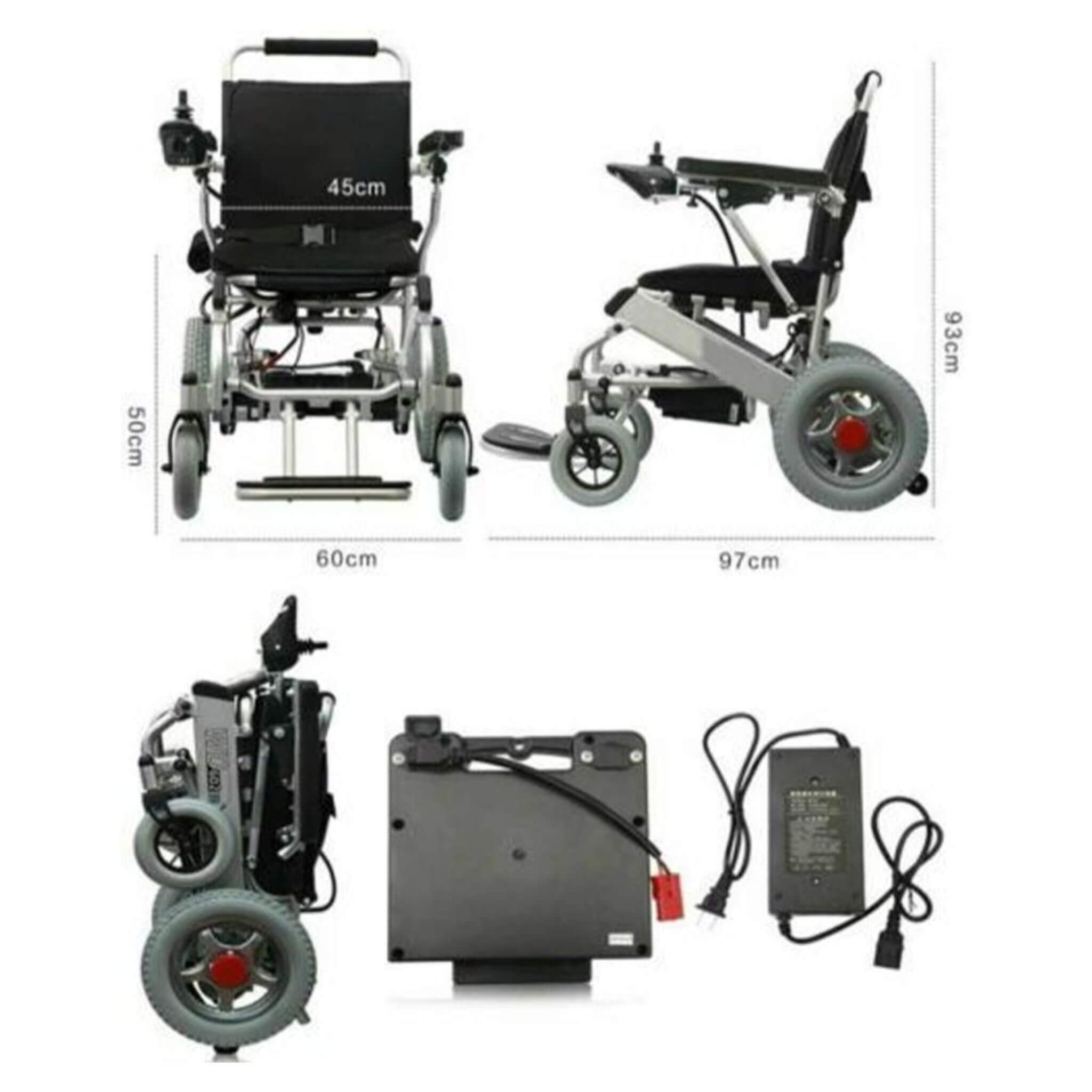 PCMOS WD602 17.5-Inch Heavy-Duty Electric Motorized Lightweight Wheelchair, 250LBS