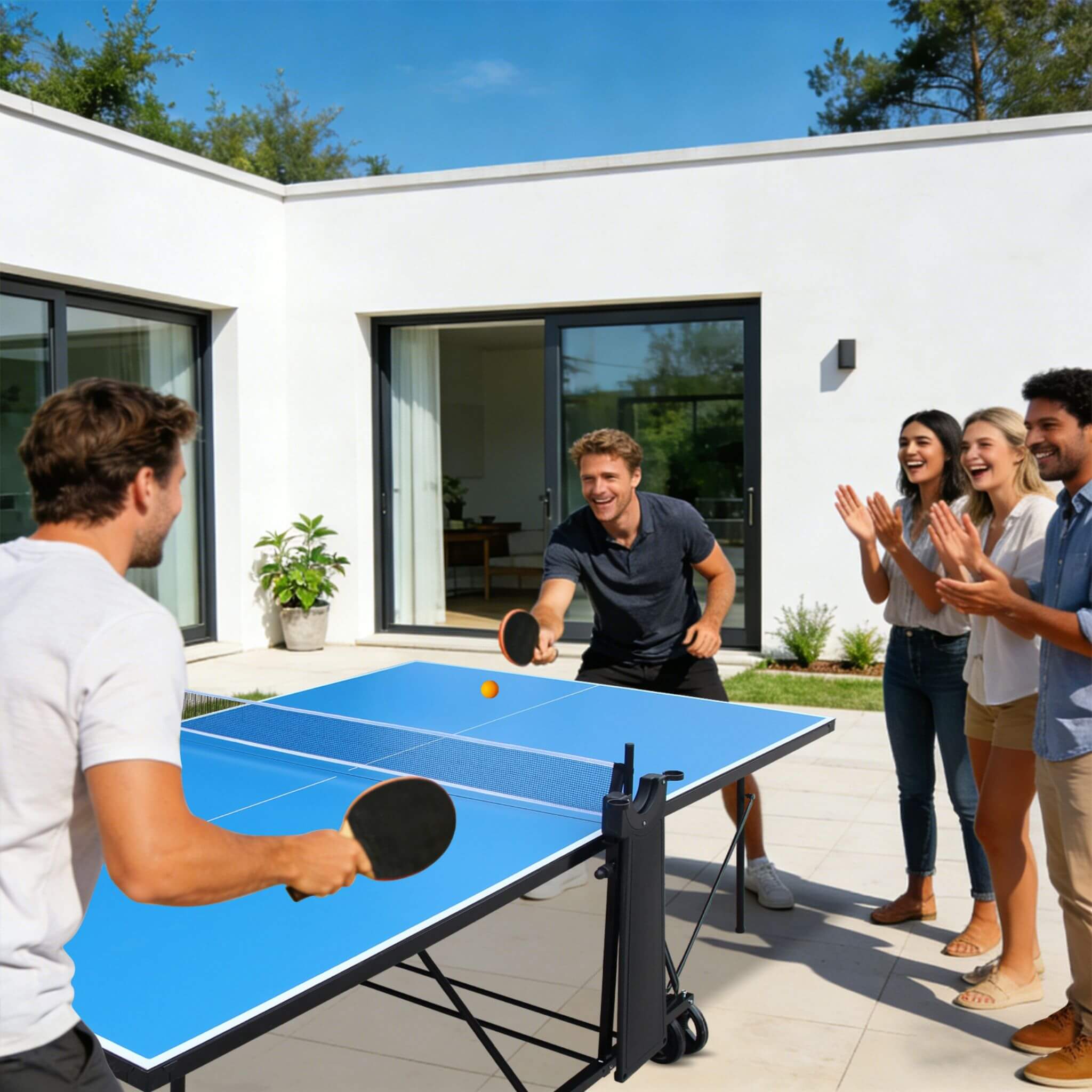 Portable 108-Inch Full-Size Table Tennis Table Set With Net, Paddles And Balls