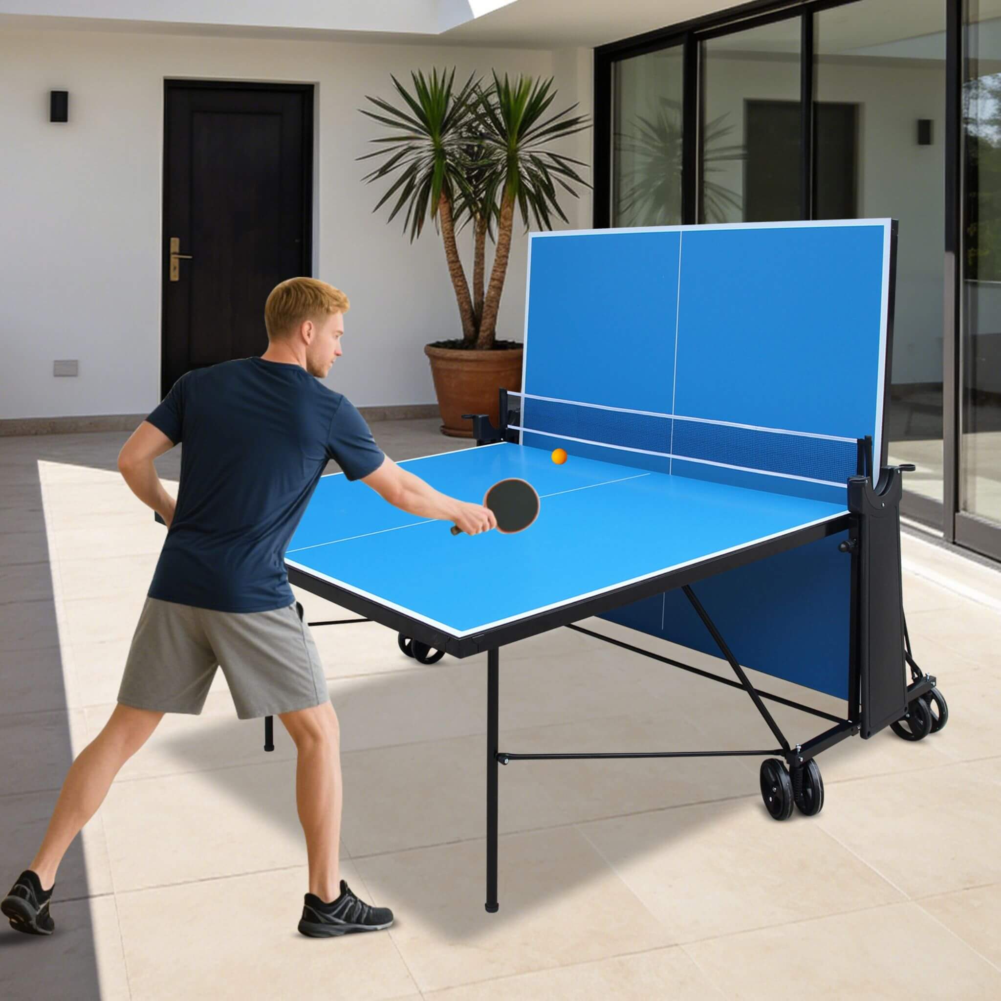 Portable 108-Inch Full-Size Table Tennis Table Set With Net, Paddles And Balls