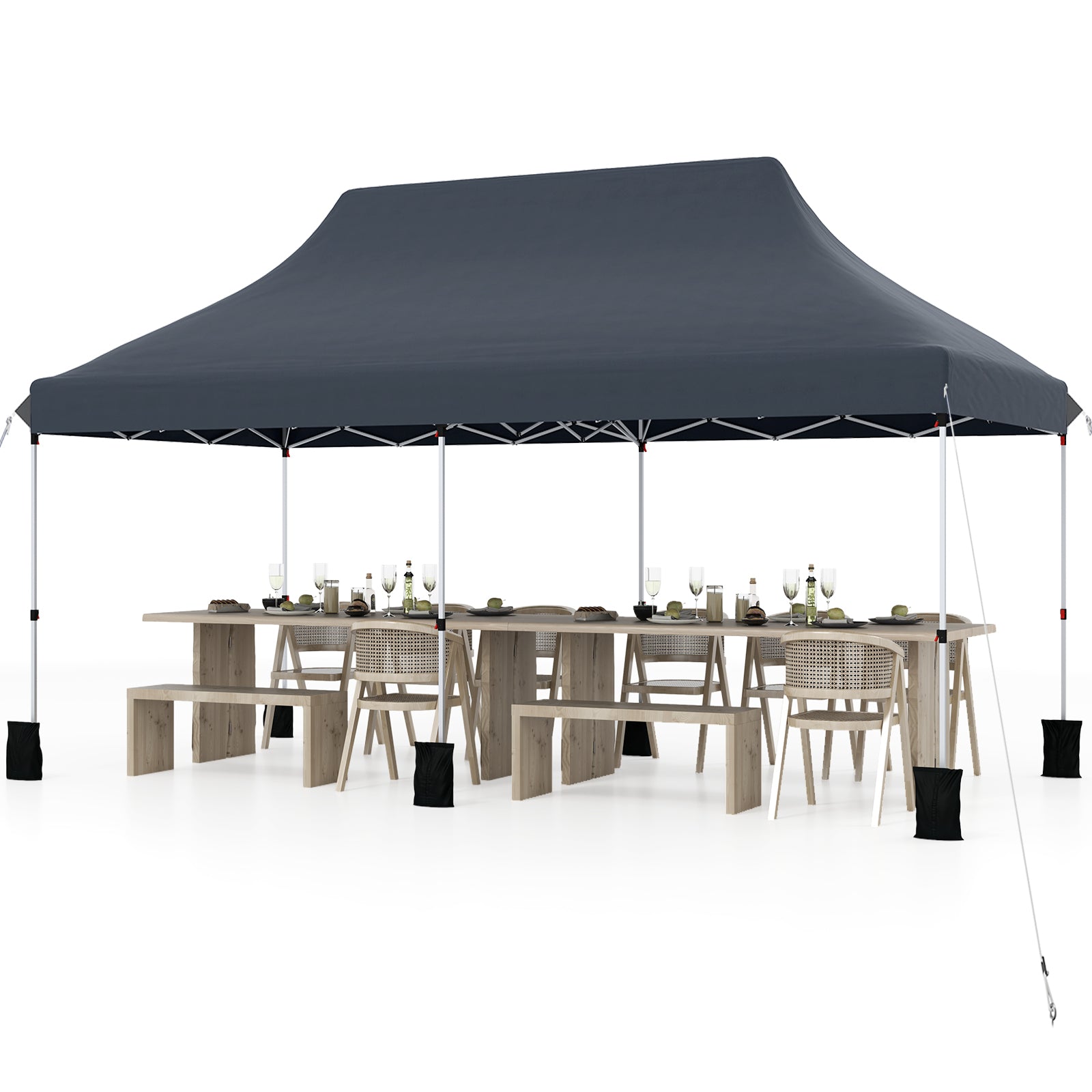 10 x 20 FT Pop up Canopy Tent Foldable Portable Outdoor Gazebo with Carry Bag-Black