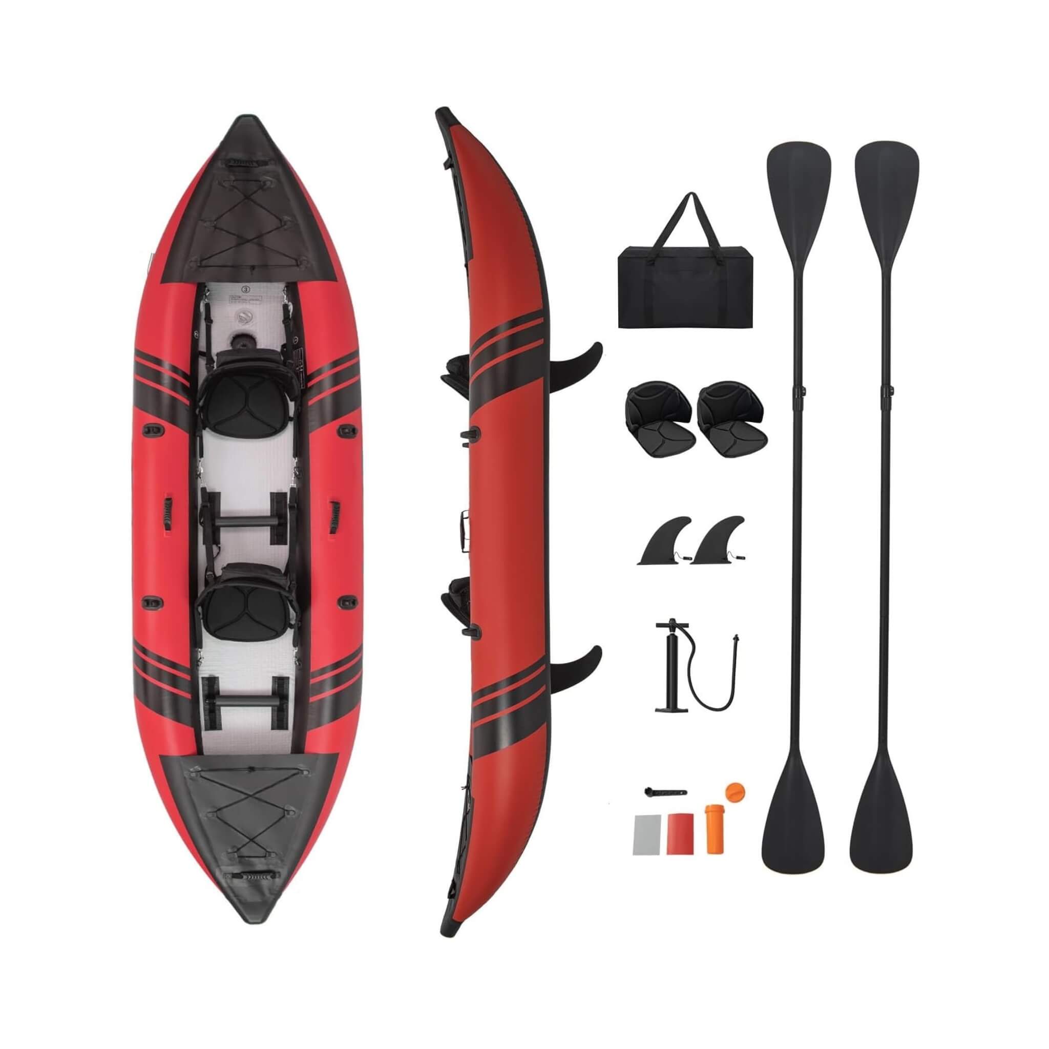 Premium 12FT 2-Person Inflatable Tandem Kayak Kit With Pump And Paddles